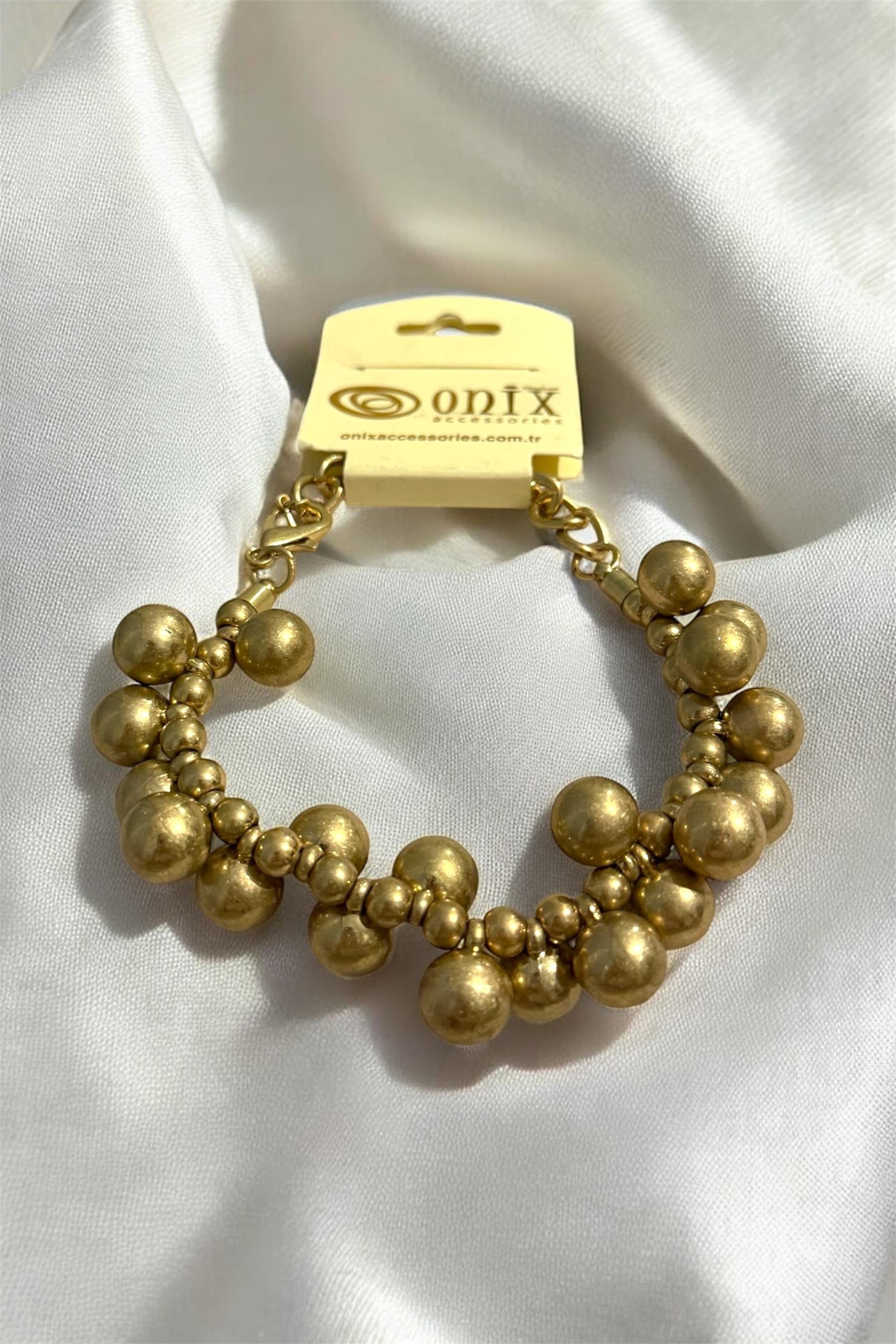 Gold İthal Dorika Metal Top Zincirli Kadın Bileklik