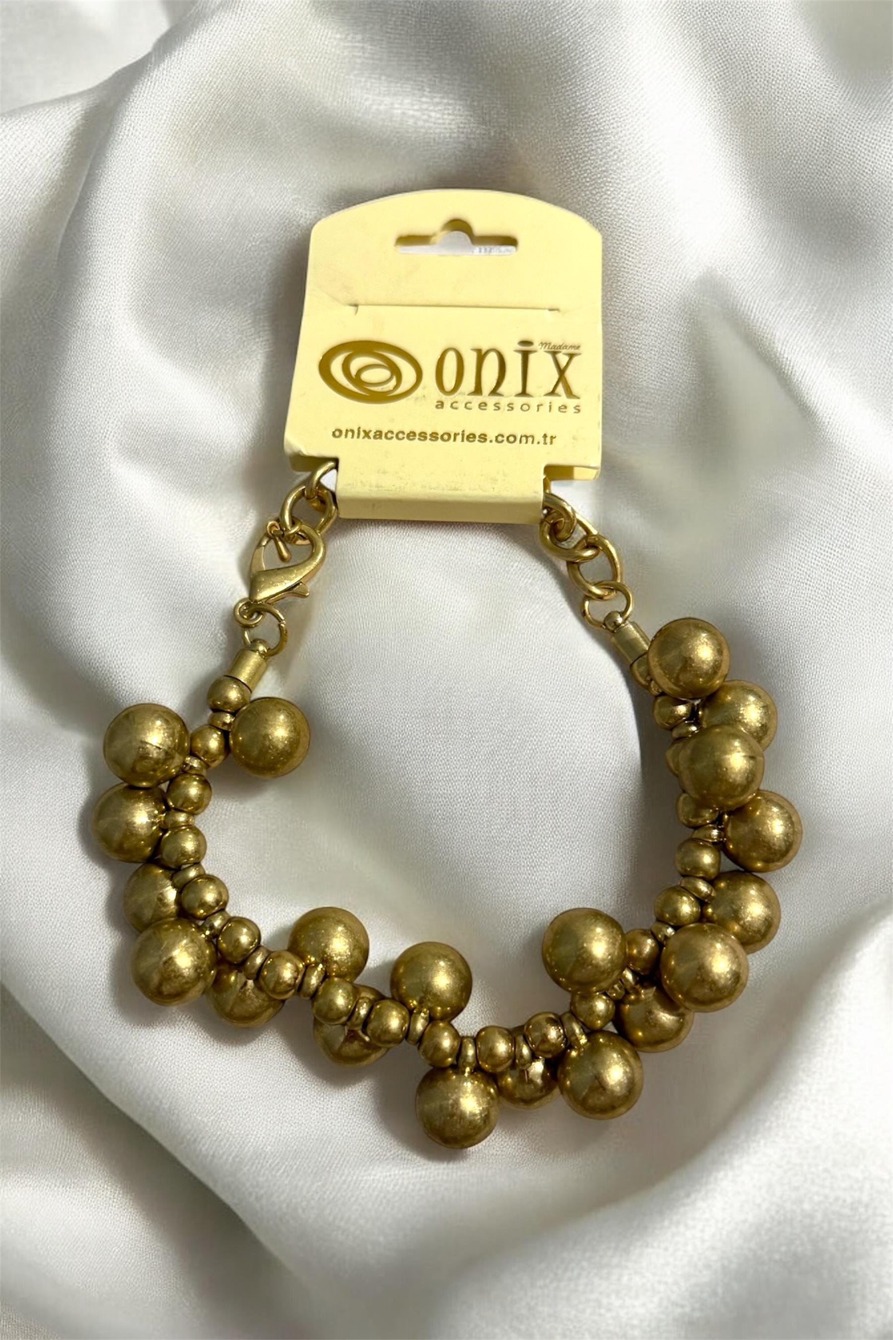 Gold İthal Dorika Metal Top Zincirli Kadın Bileklik