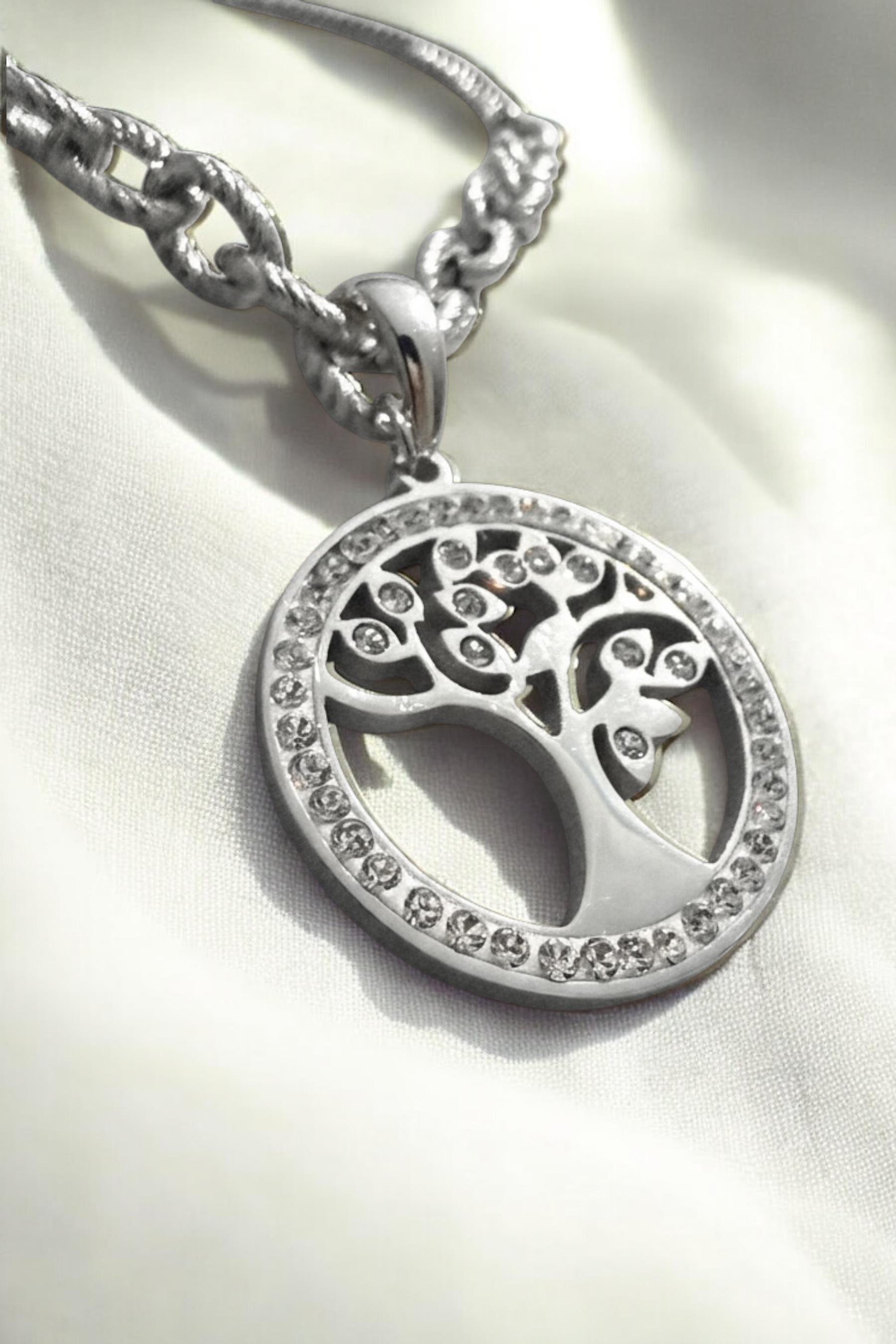 Gümüş Hayat Ağacı Çelik Kadın Kolye
