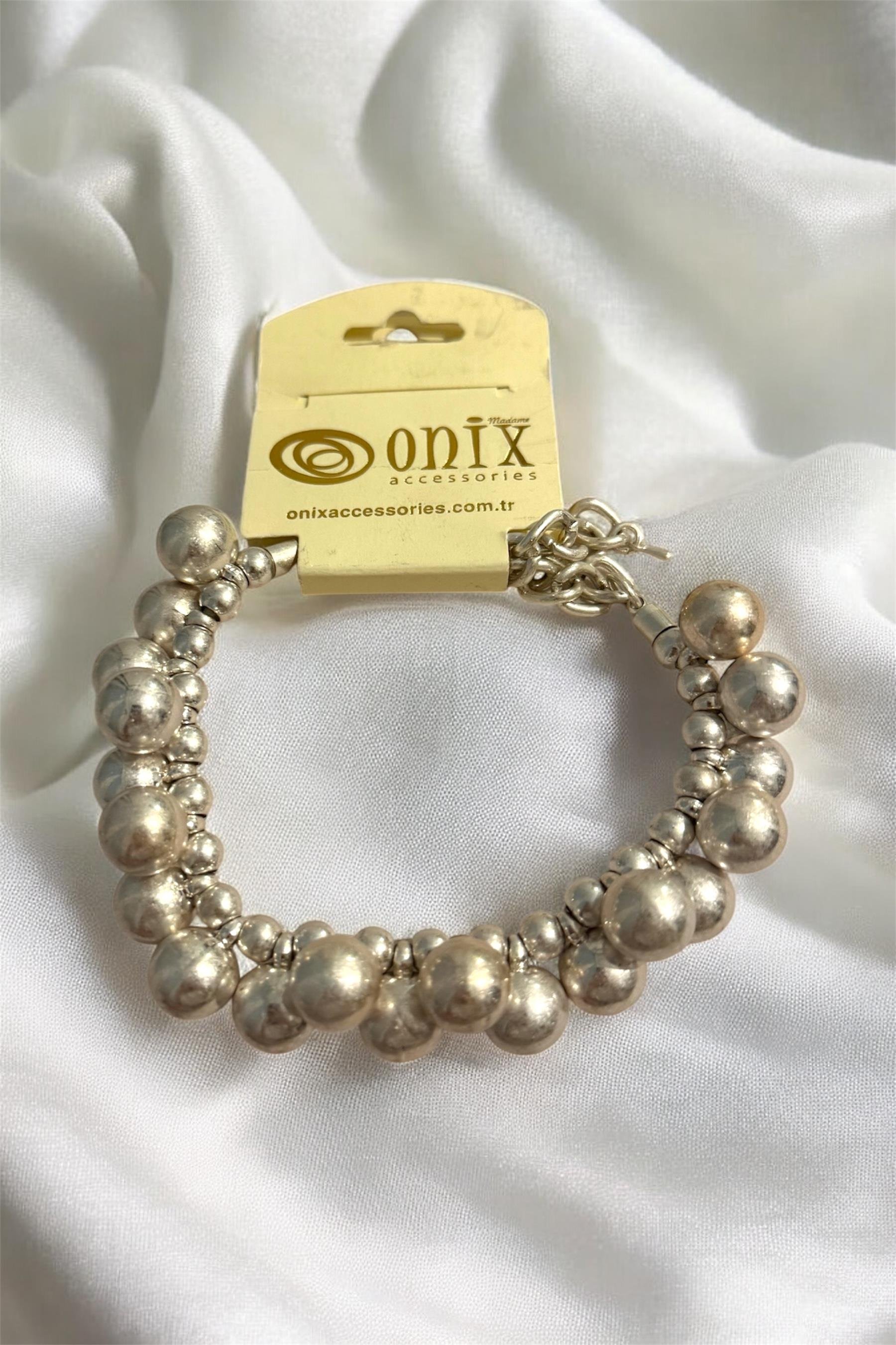 Gümüş İthal Dorika Metal Top Zincirli Kadın Bileklik