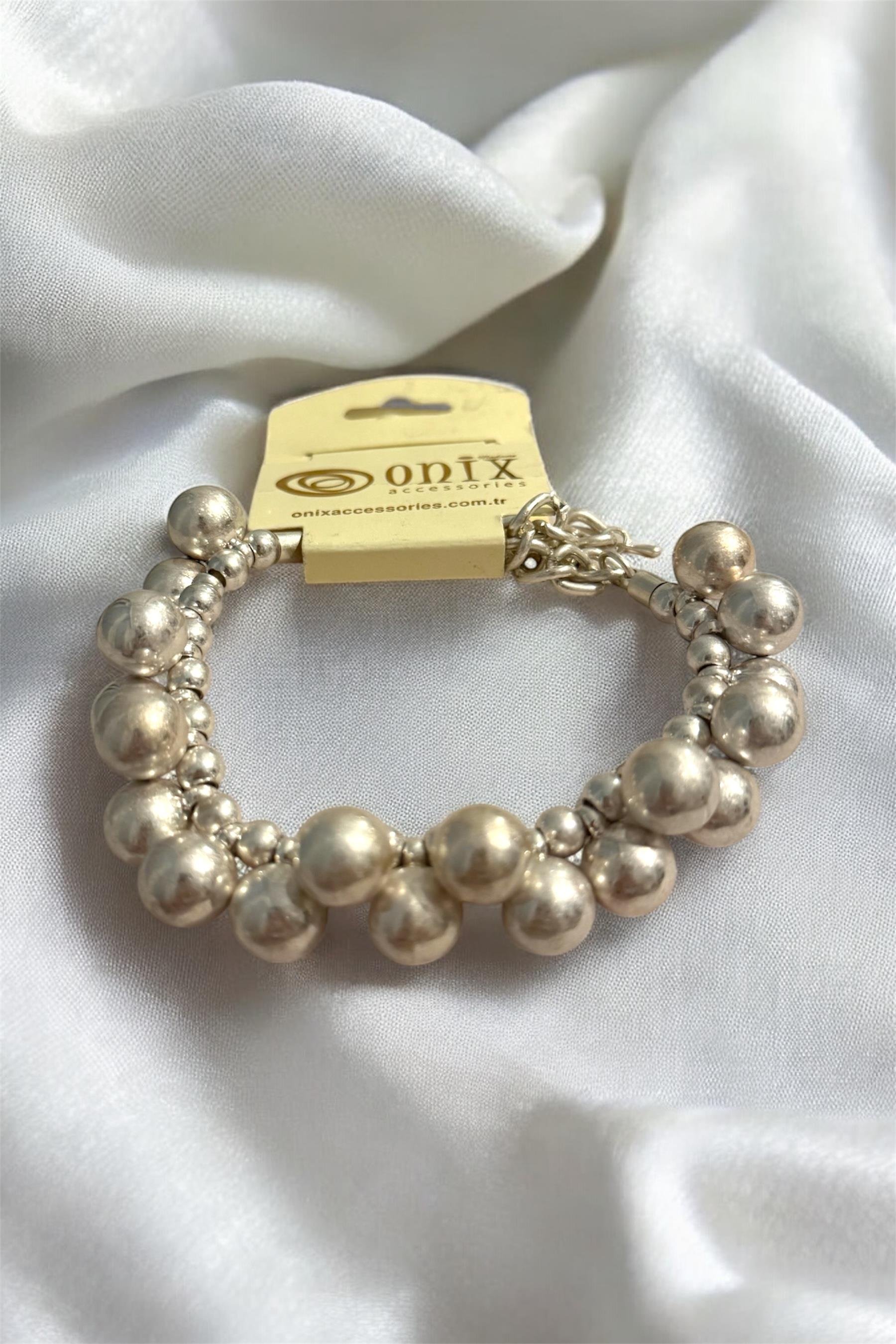 Gümüş İthal Dorika Metal Top Zincirli Kadın Bileklik