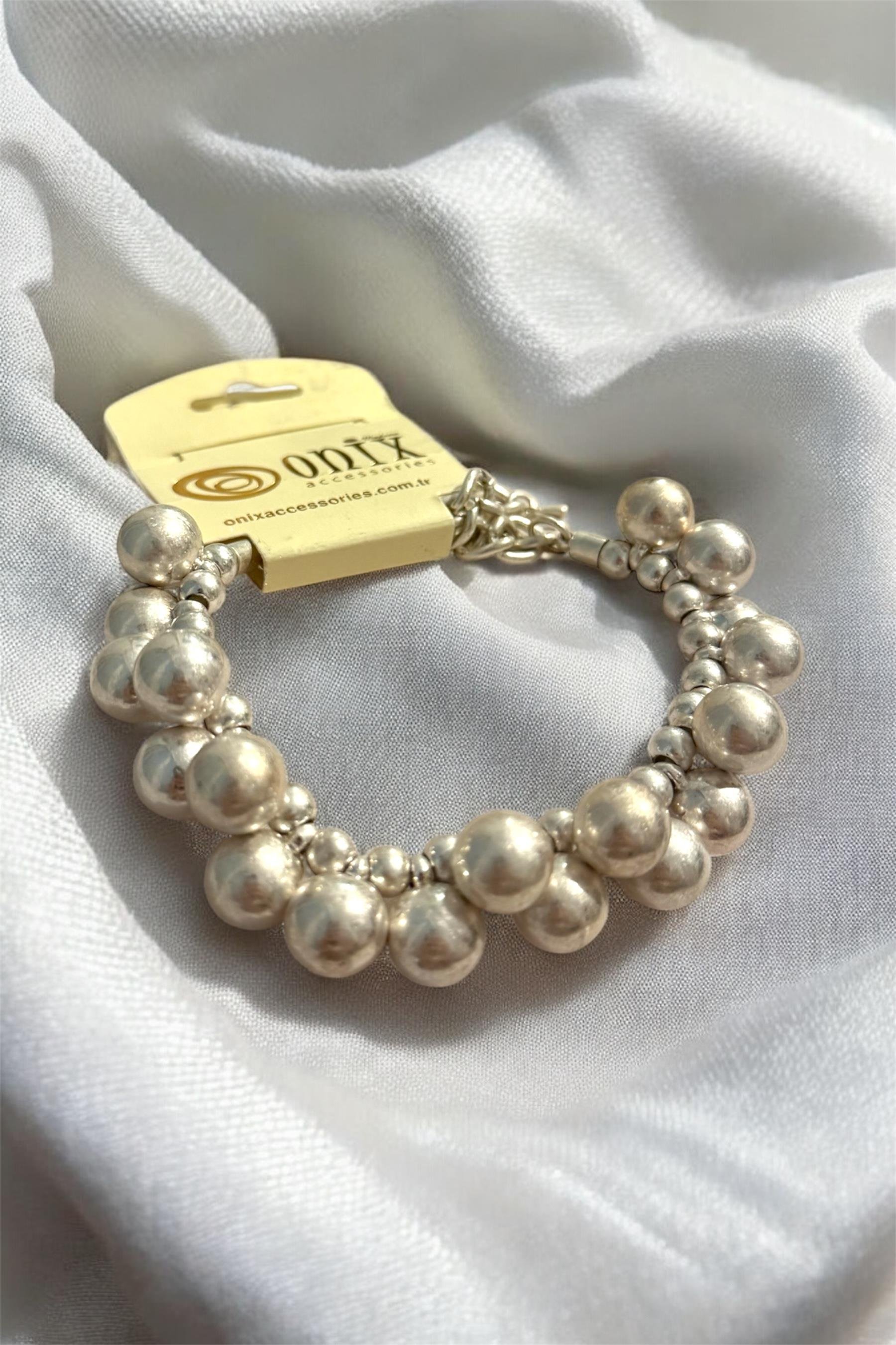 Gümüş İthal Dorika Metal Top Zincirli Kadın Bileklik