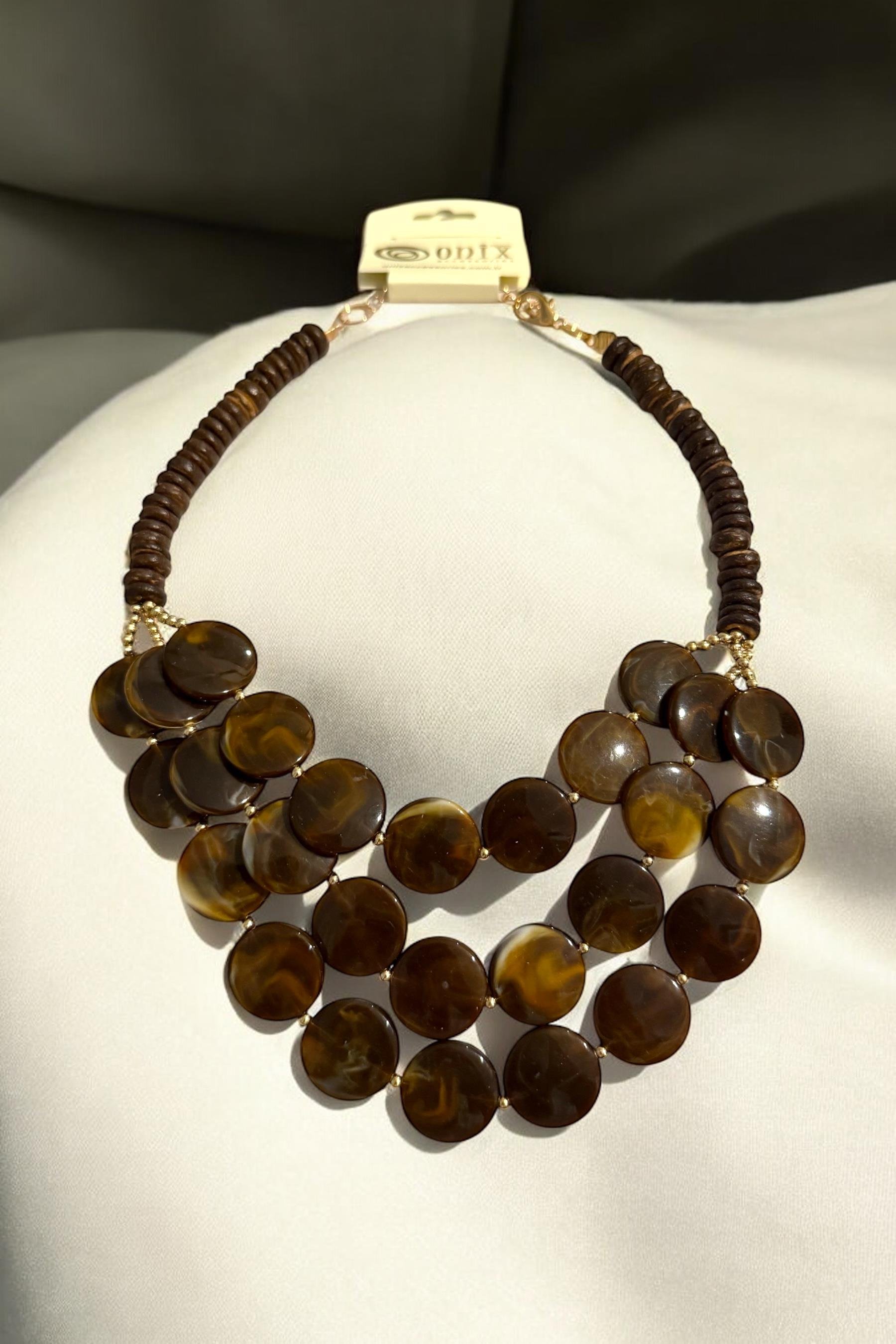 Kahverengi Doğal Taş Kadın Kolye