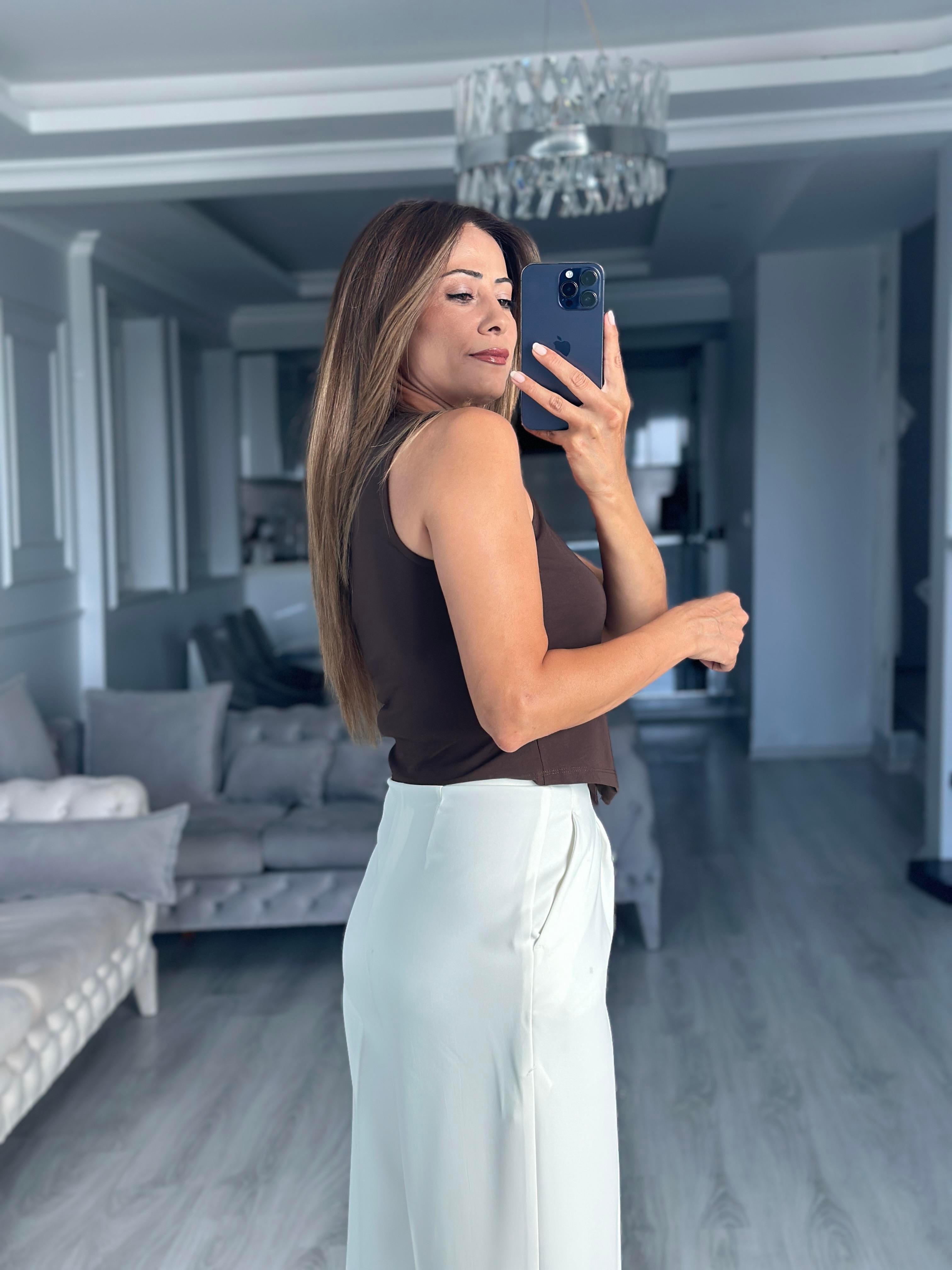 Kahverengi Sıfır Kol Düğmeli Bisiklet Yaka Kadın Yelek