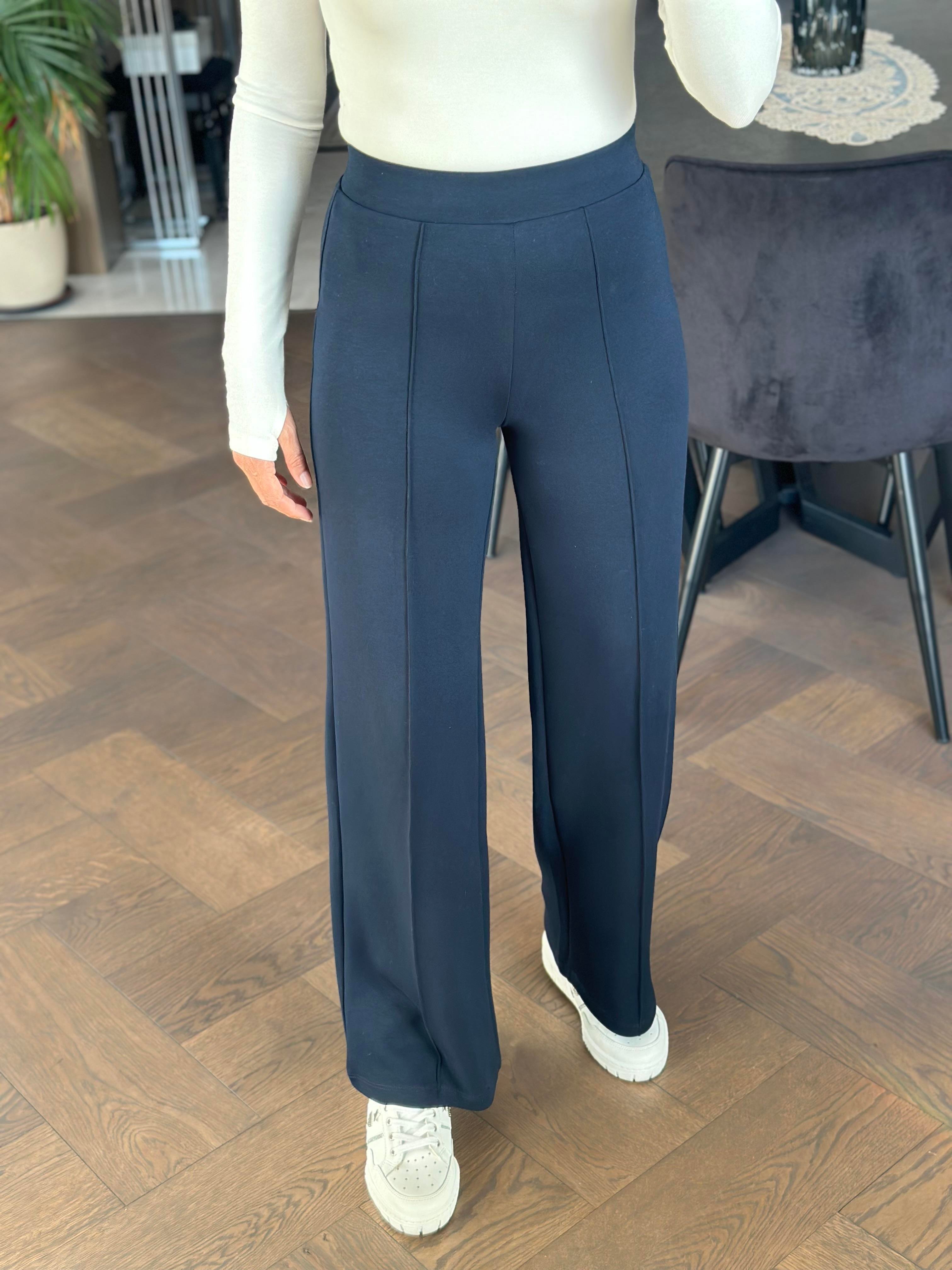 Lacivert Scuba Modal Dikiş Detay Kadın Pantolon