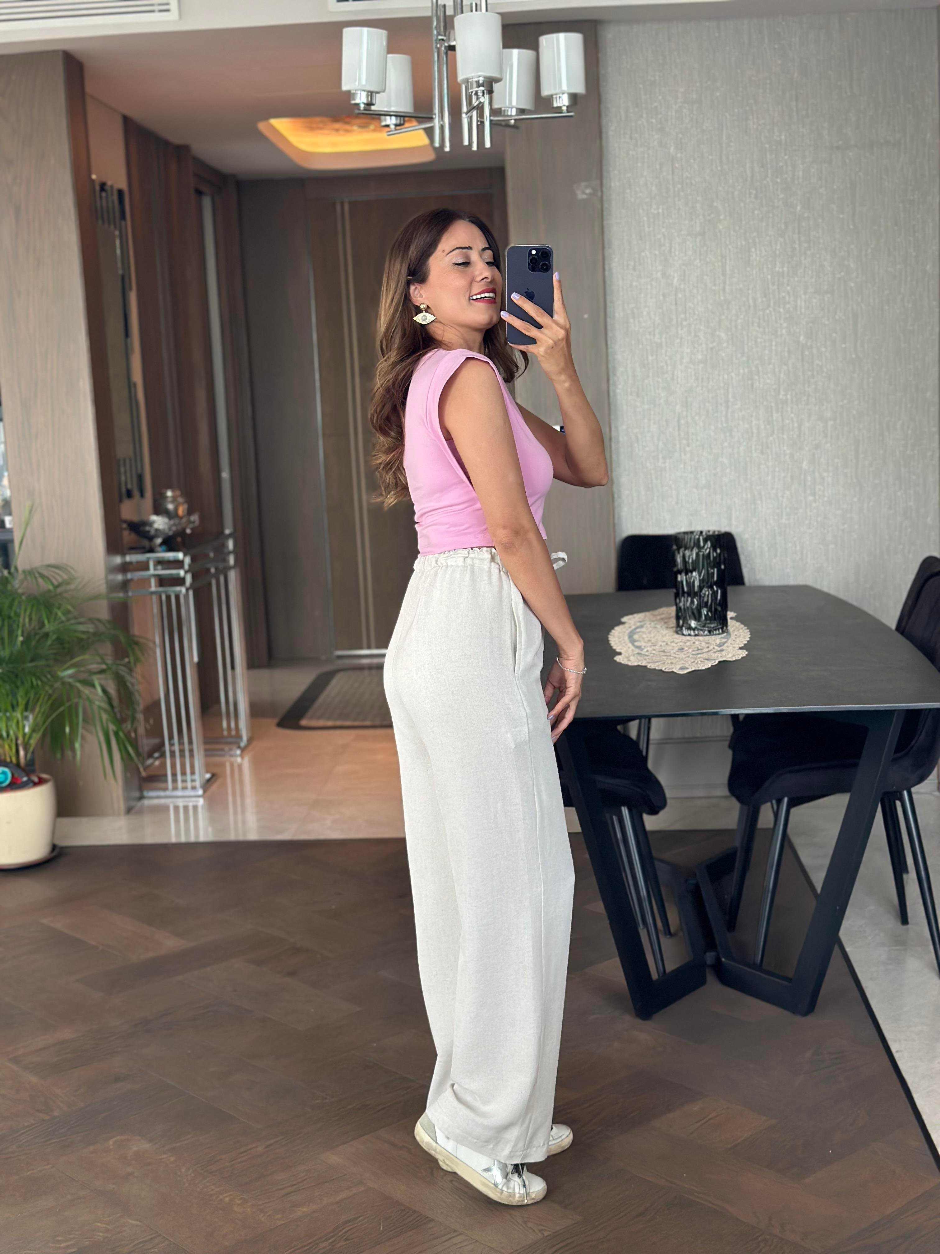 Lila Vatka Görünümlü Sıfır Kol Kadın Crop Body