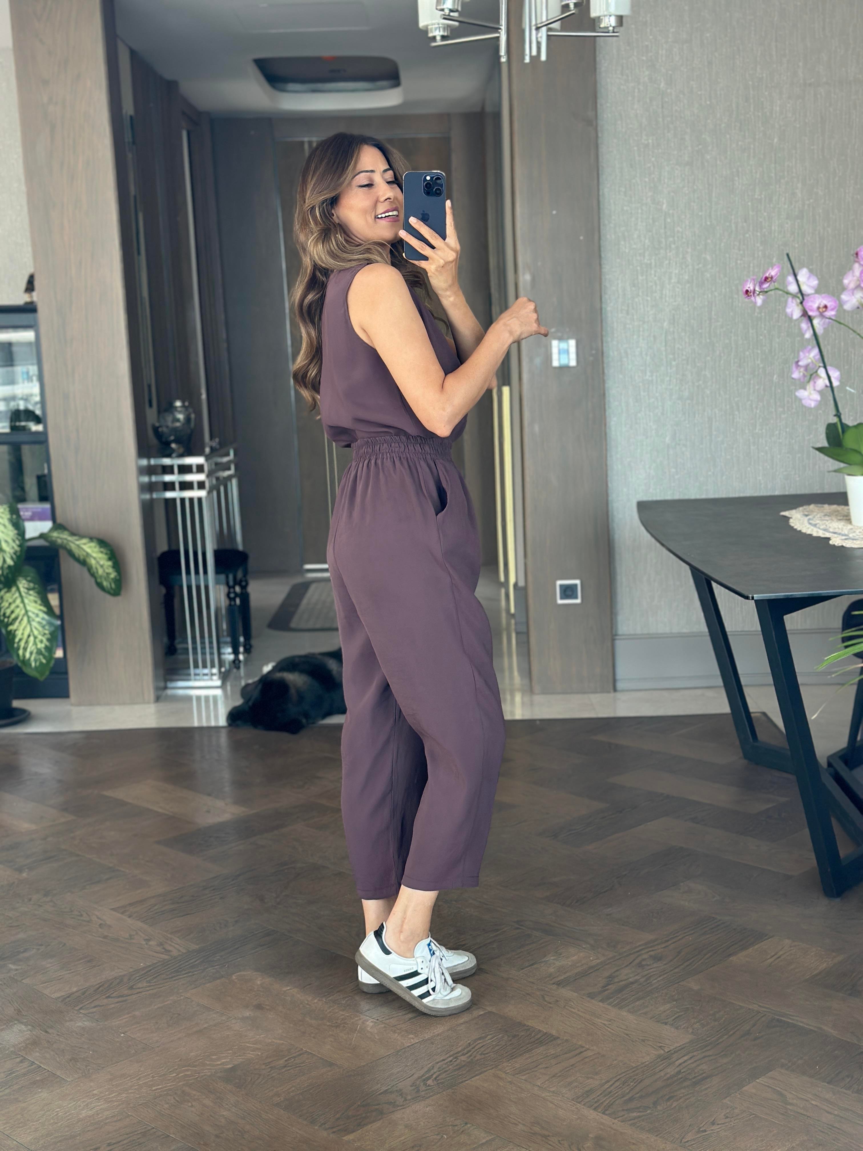 Mor Bisiklet Yaka Sıfır Kol Bluz Pantolon Tnsl Alt Üst Takım