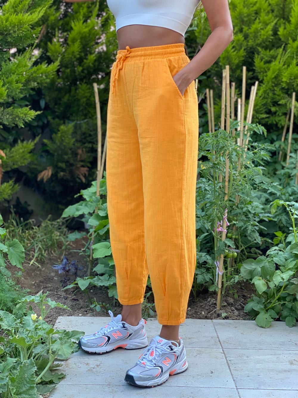 Orange Müslin Paça Pensli Kadın Pantolon