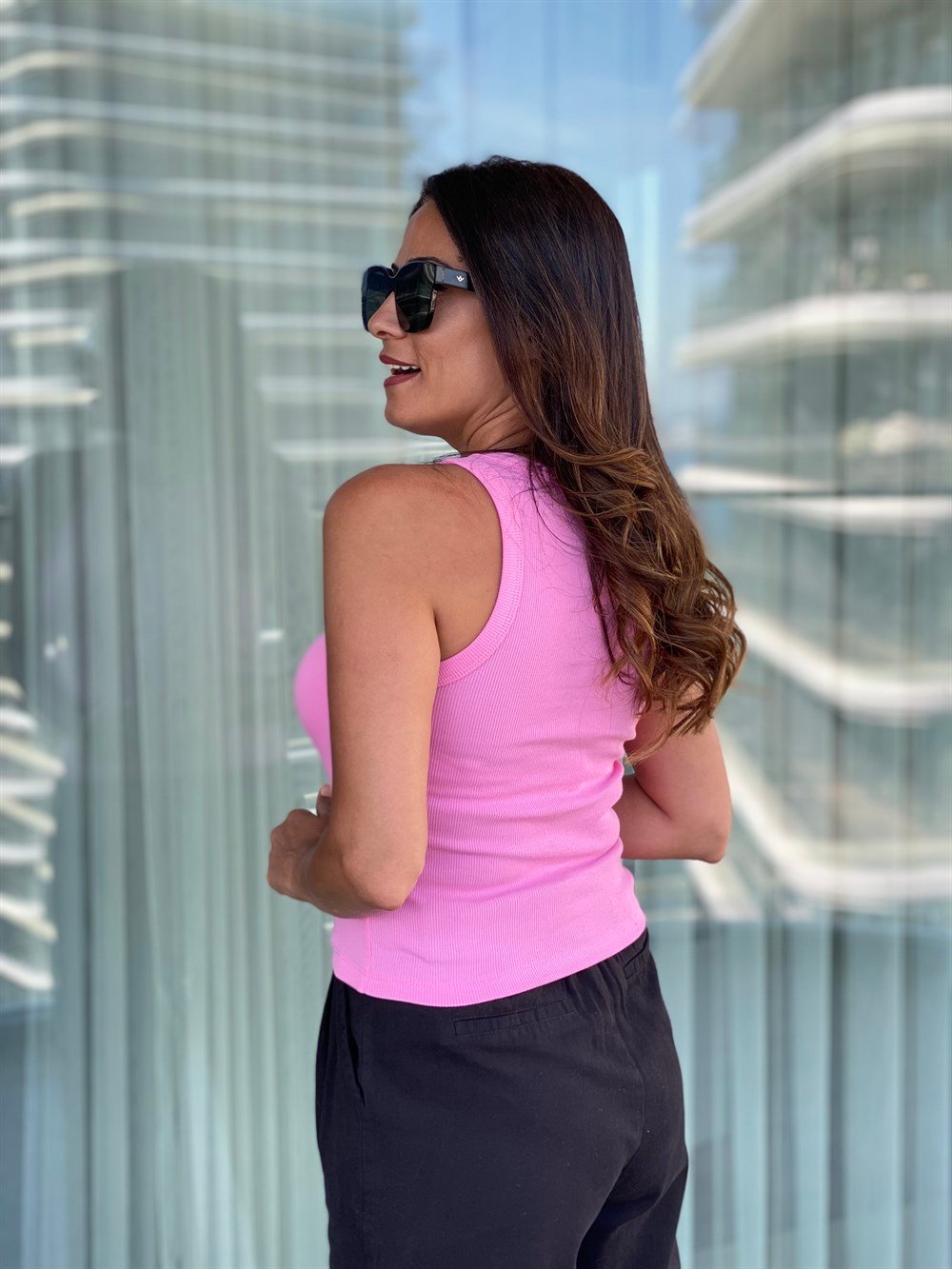 Pembe Halter Yaka Kaşkorse Atlet