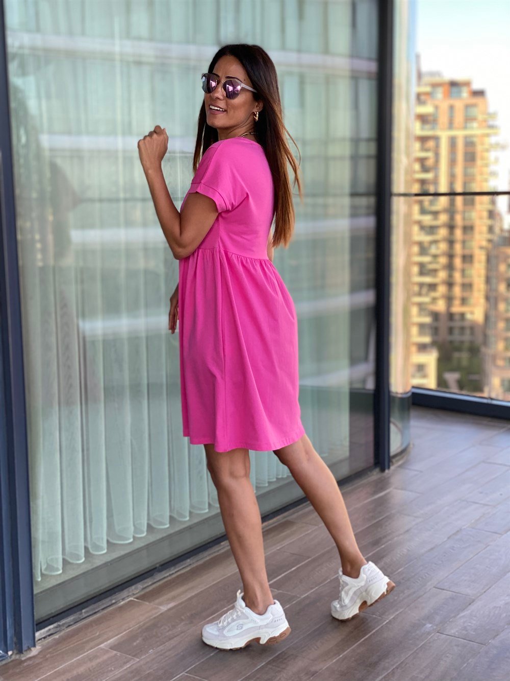 Pembe Mini Robadan Penye Elbise