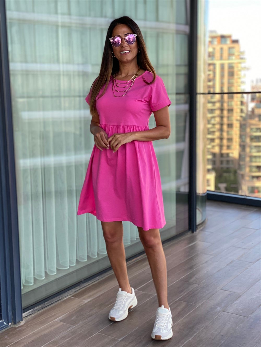 Pembe Mini Robadan Penye Elbise