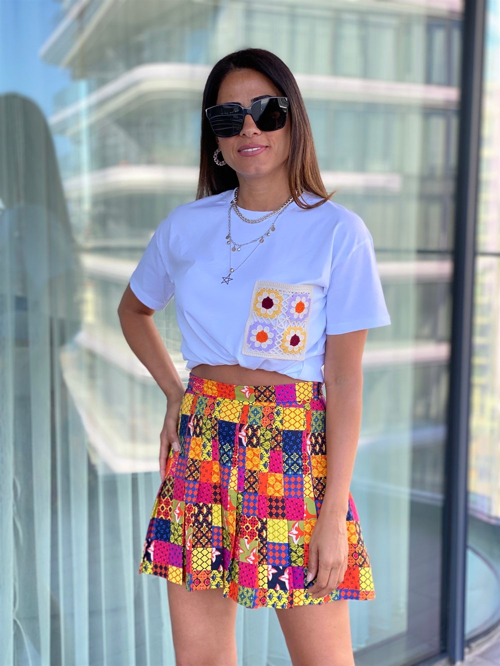 Renkli Piliseli Etek