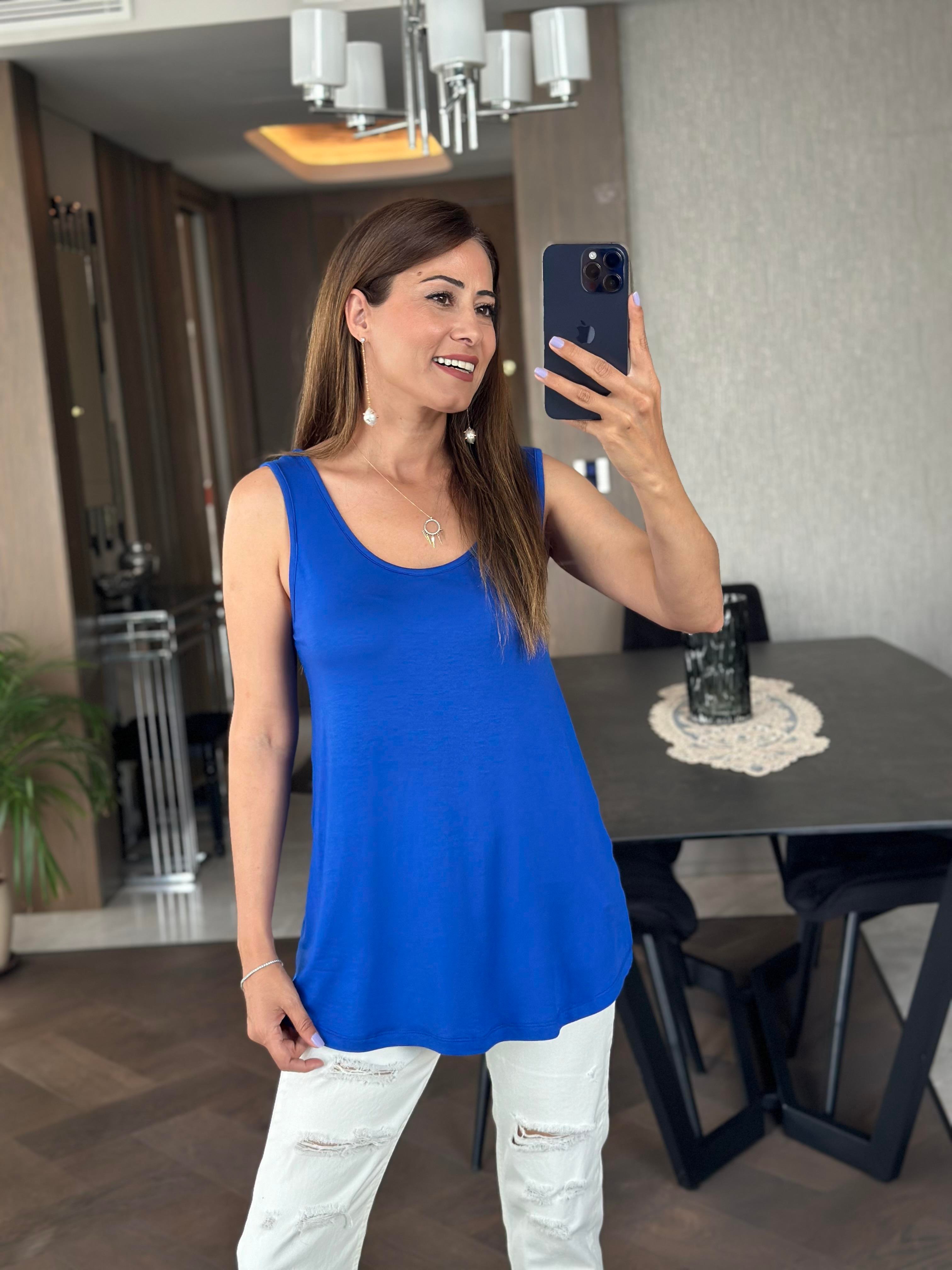 Saks Askılı Eteği Oval Oversize Kadın Bluz