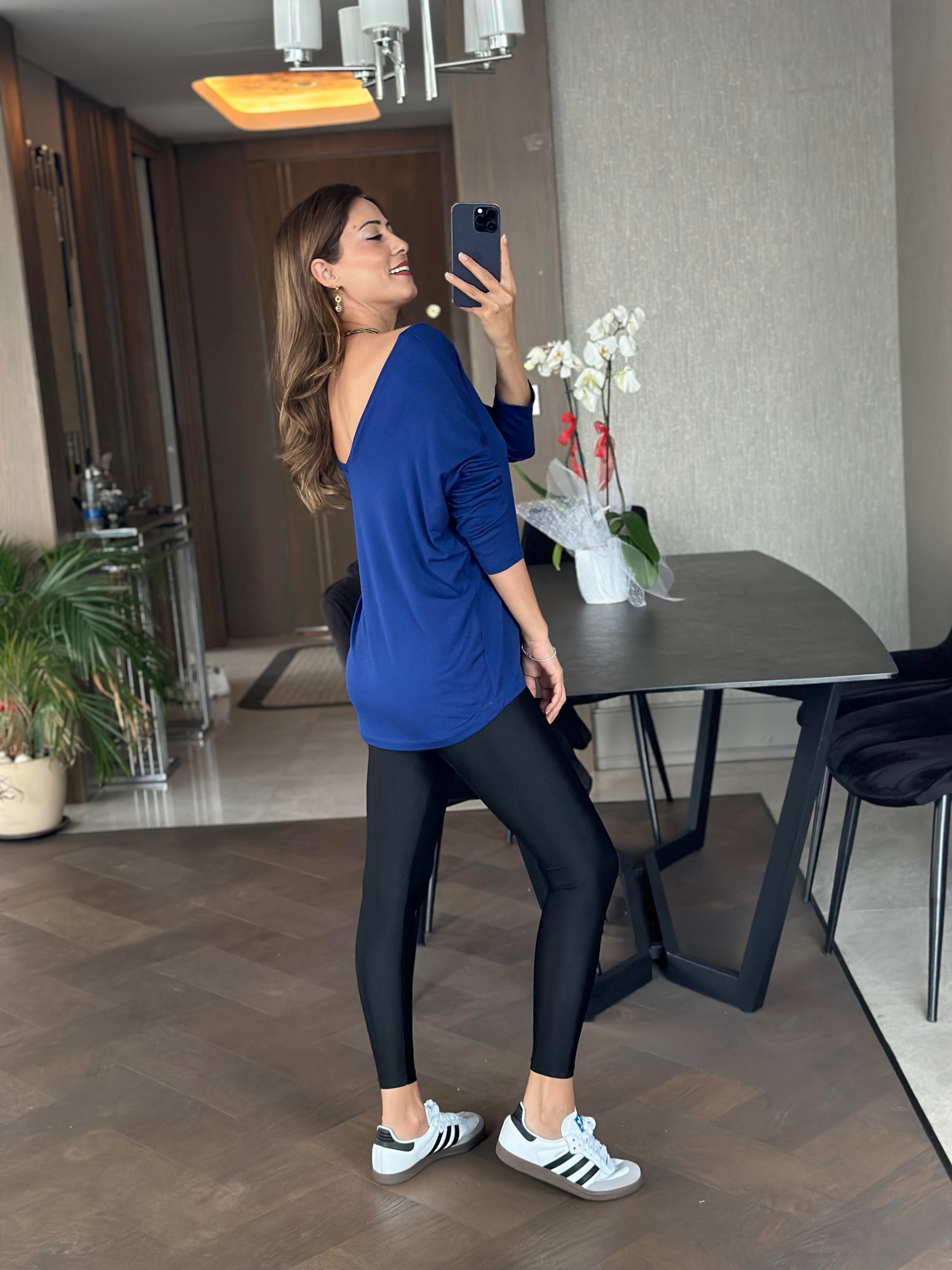 Saks Ön Arka V Yaka Uzun Kol Kadın Bluz