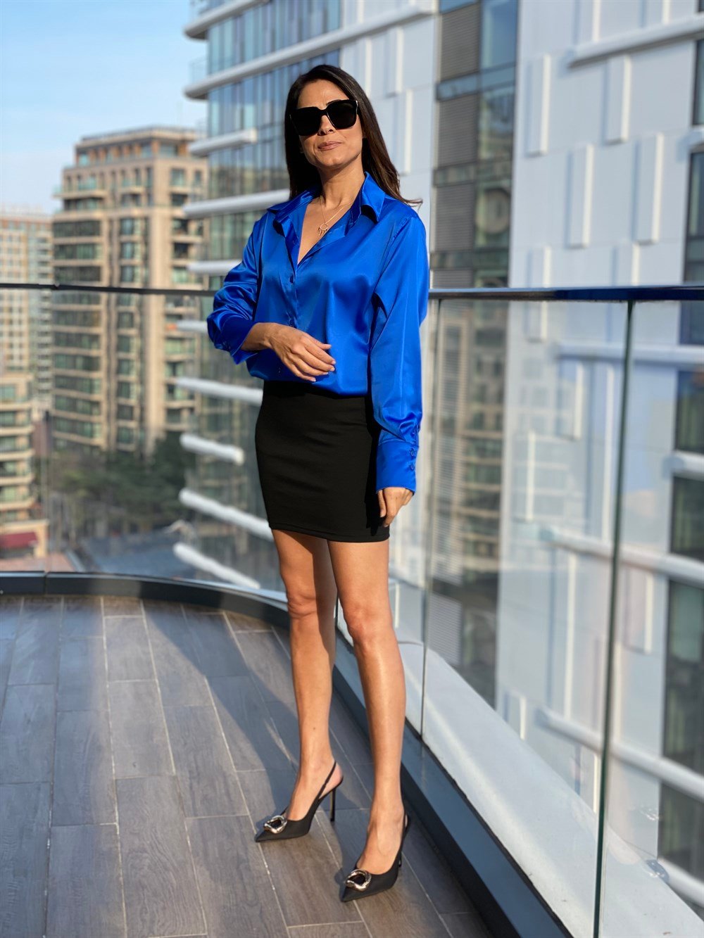 Saks Oversize Saten Gömlek