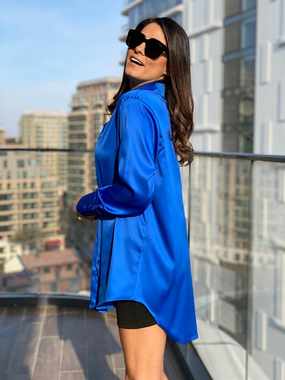 Saks Oversize Saten Gömlek