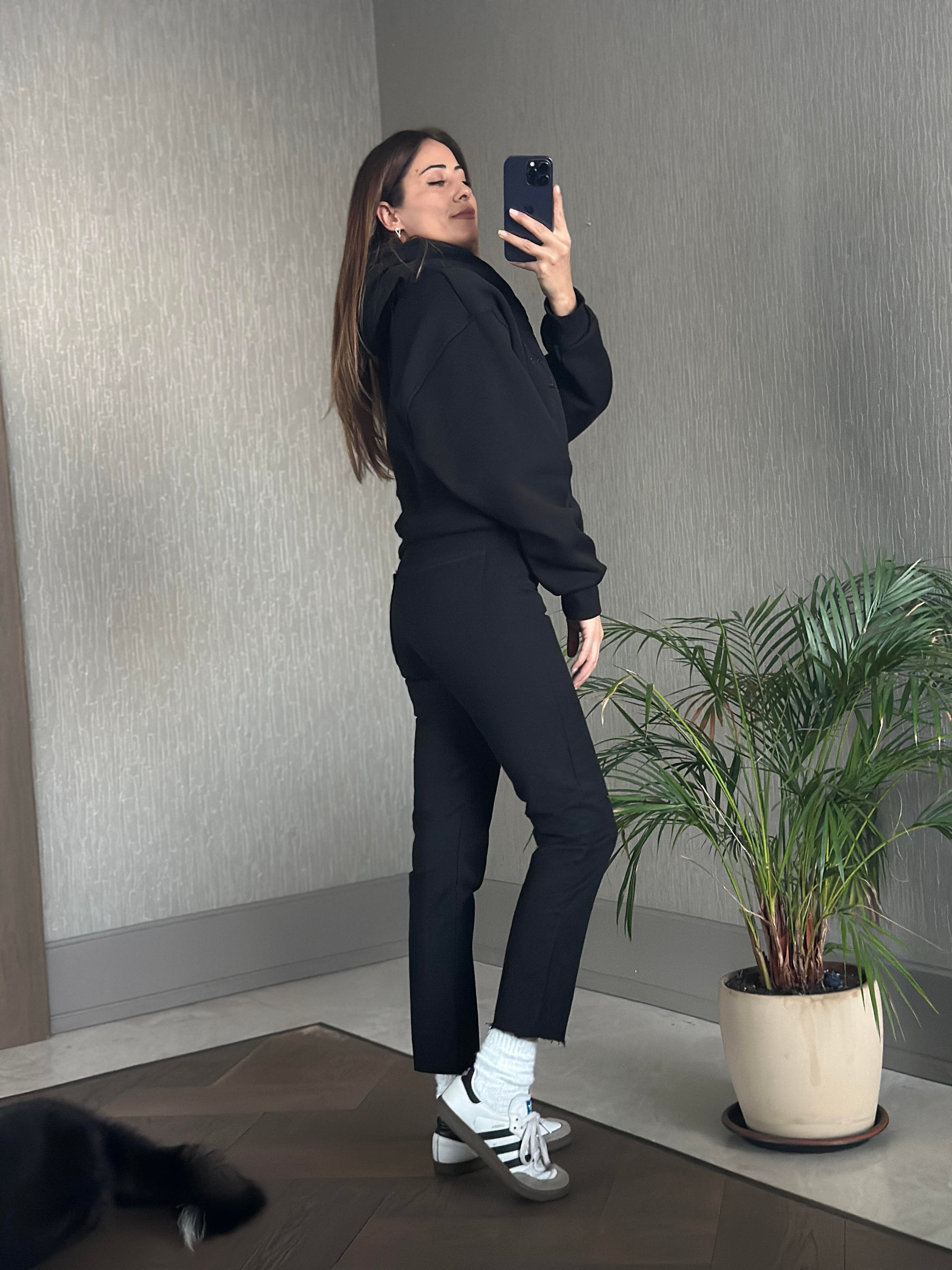 Siyah Ck Model Kapüşonlu Kadın Sweatshirt