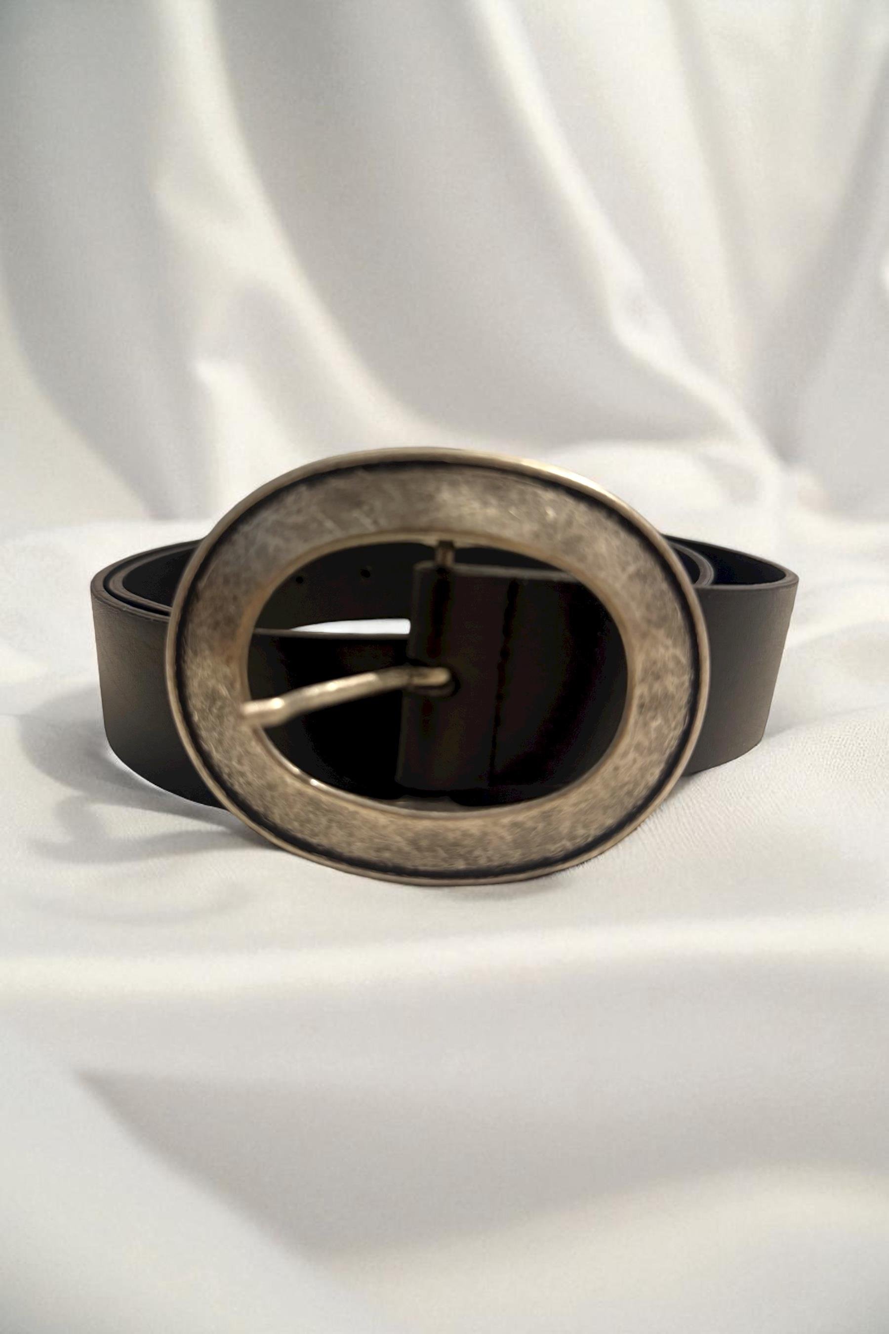 Siyah Kalay Oval Tokalı Kadın Kemer