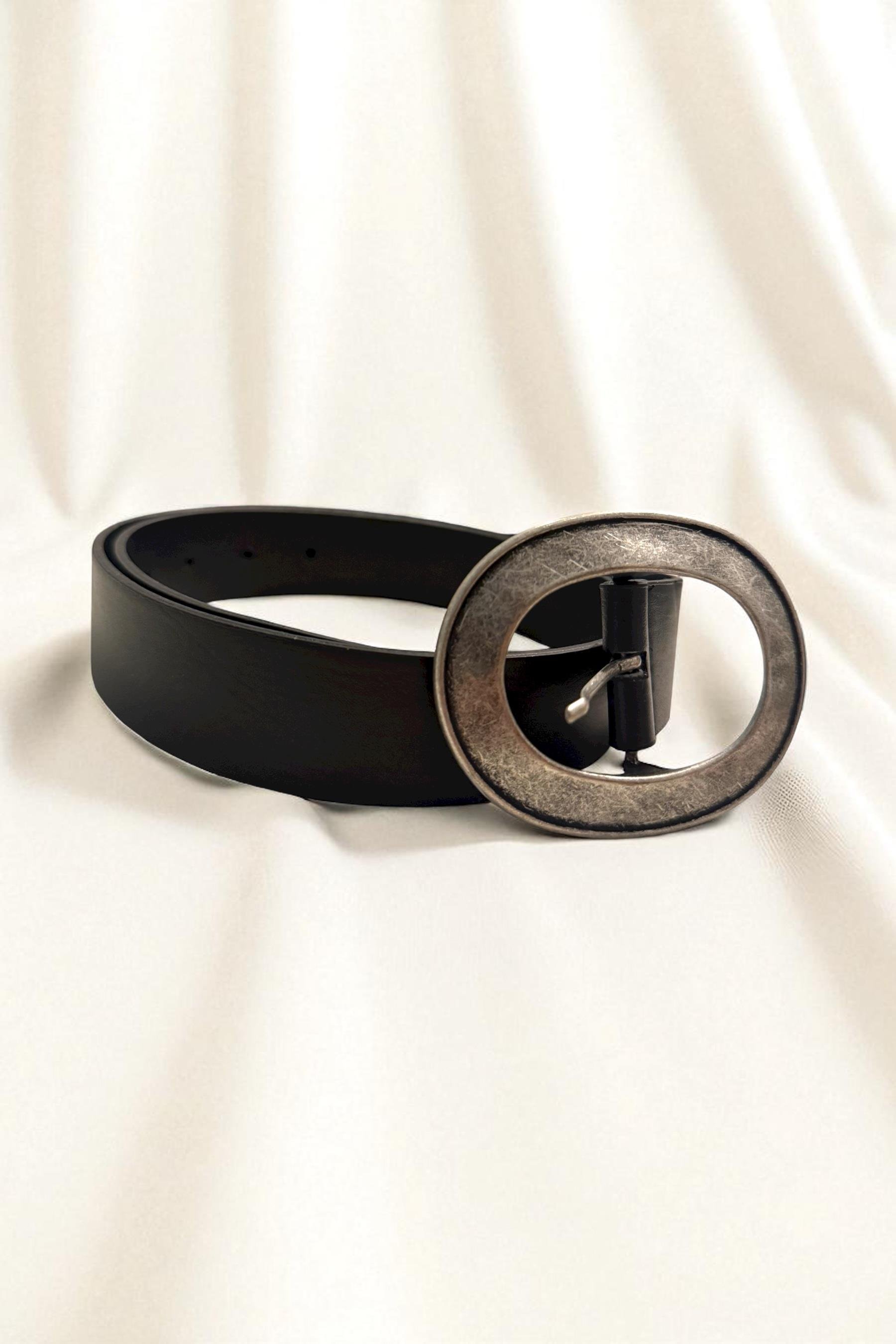 Siyah Kalay Oval Tokalı Kadın Kemer