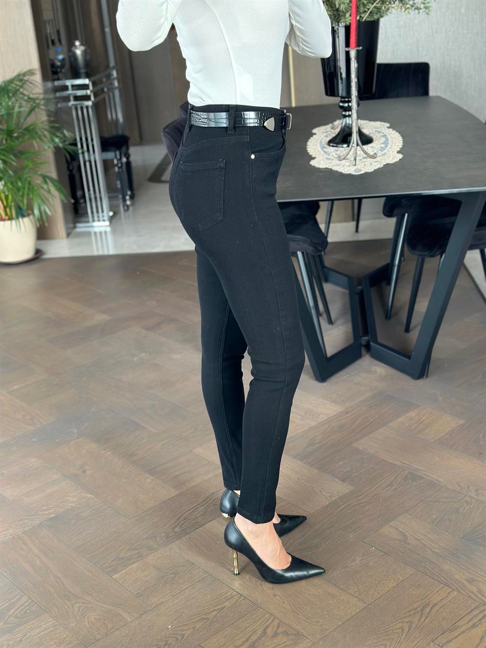 Siyah Karol Süper Skinny Kadın Jean