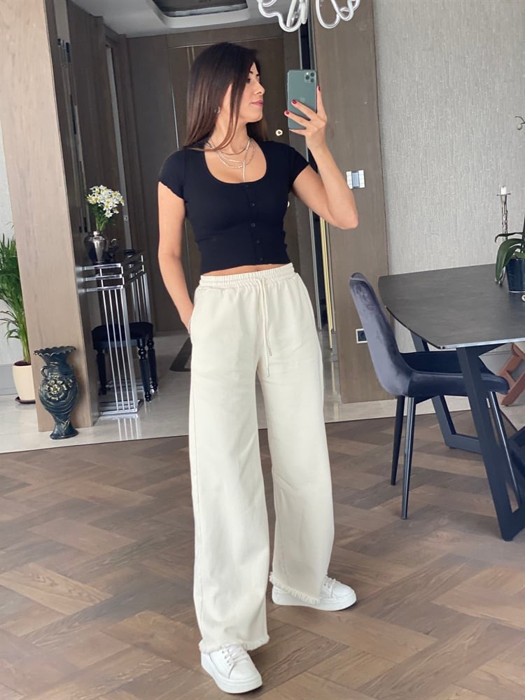 Siyah  Kısa Kol Önü Düğmeli Crop Body