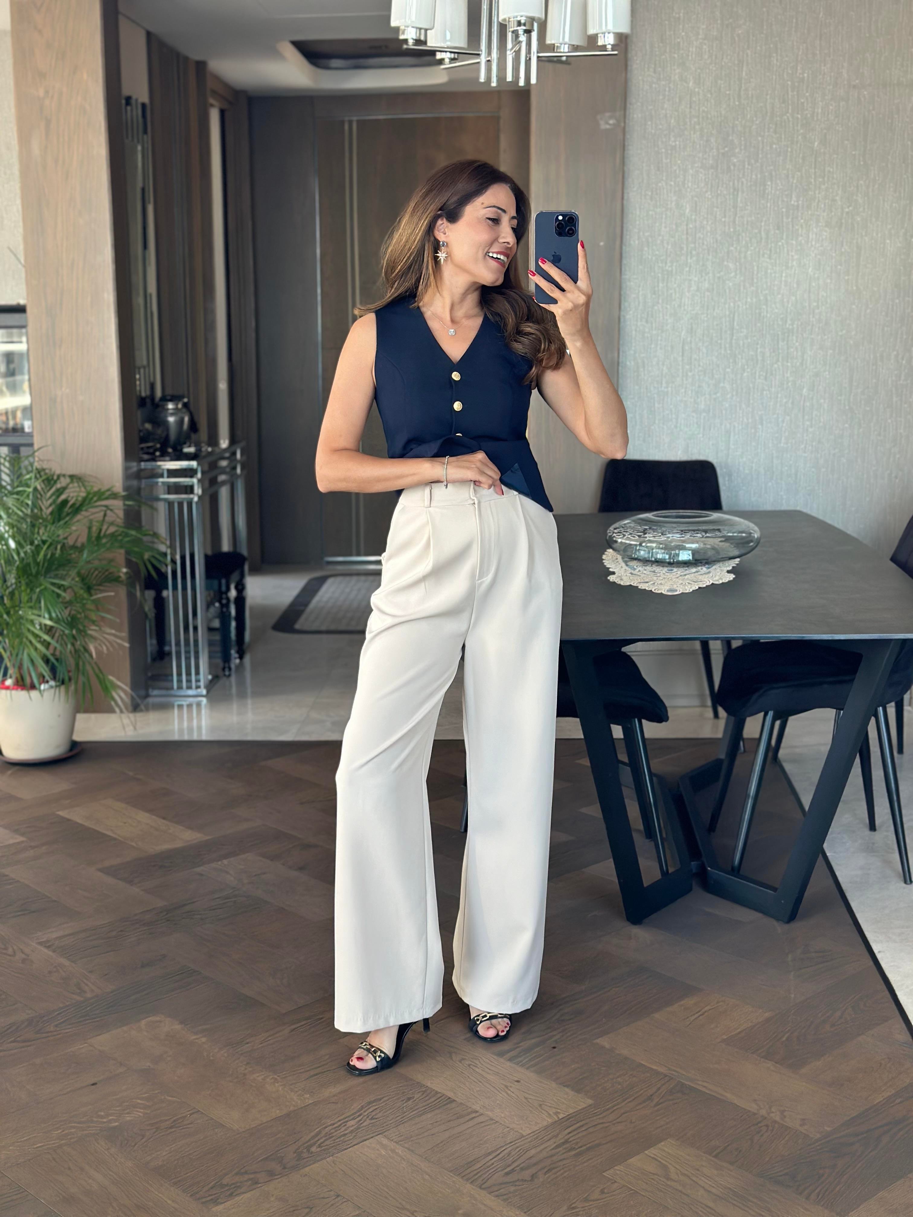 Taş Atlas Kumaş Orjinal Marka Palazzo Kadın Pantolon