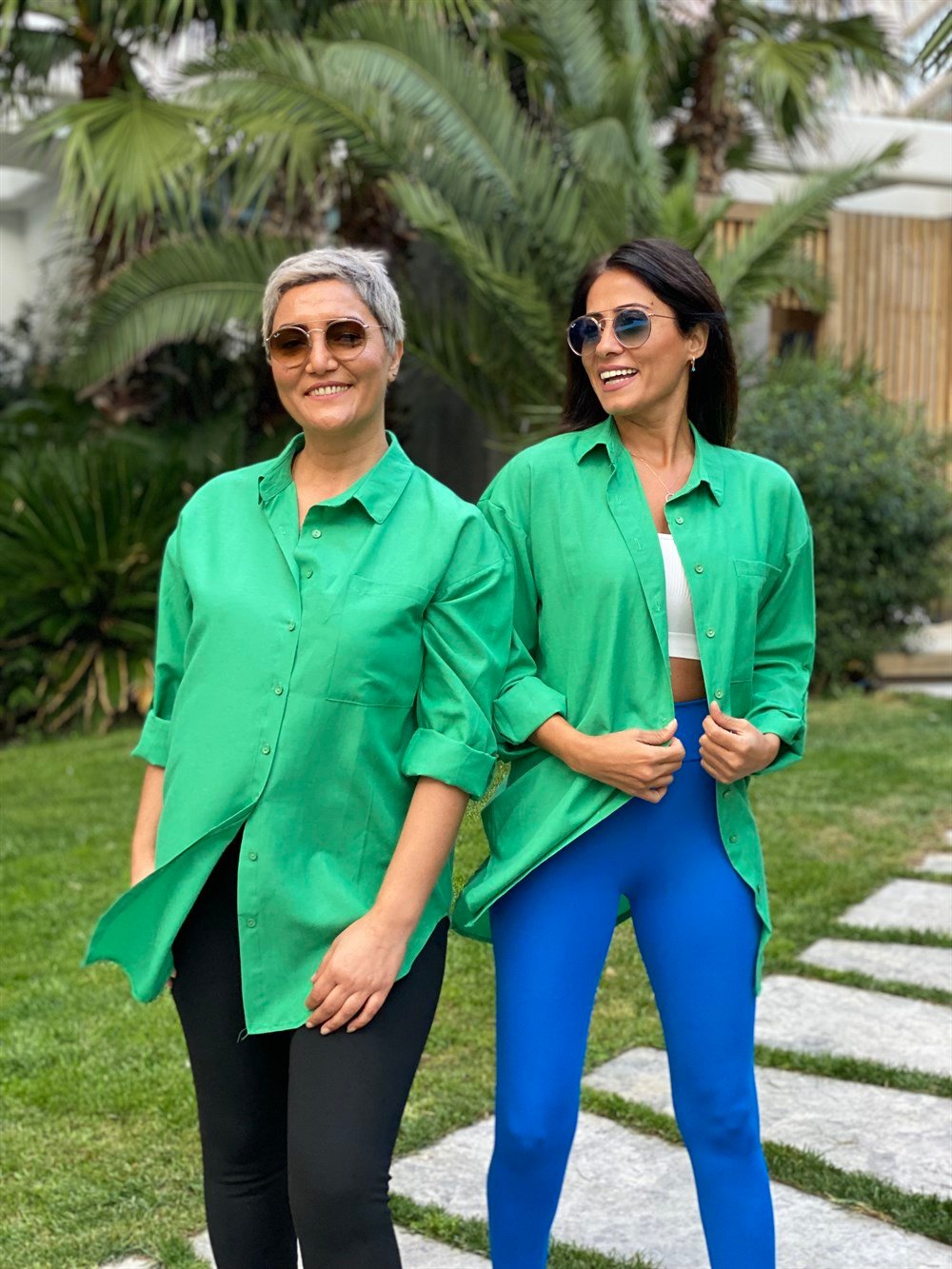 Yeşil Poplin Tek Cepli Tunik Kadın Gömlek