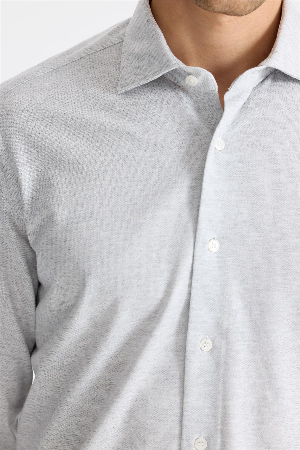 Açık Gri Pamuk Kaşmir Gömlek
