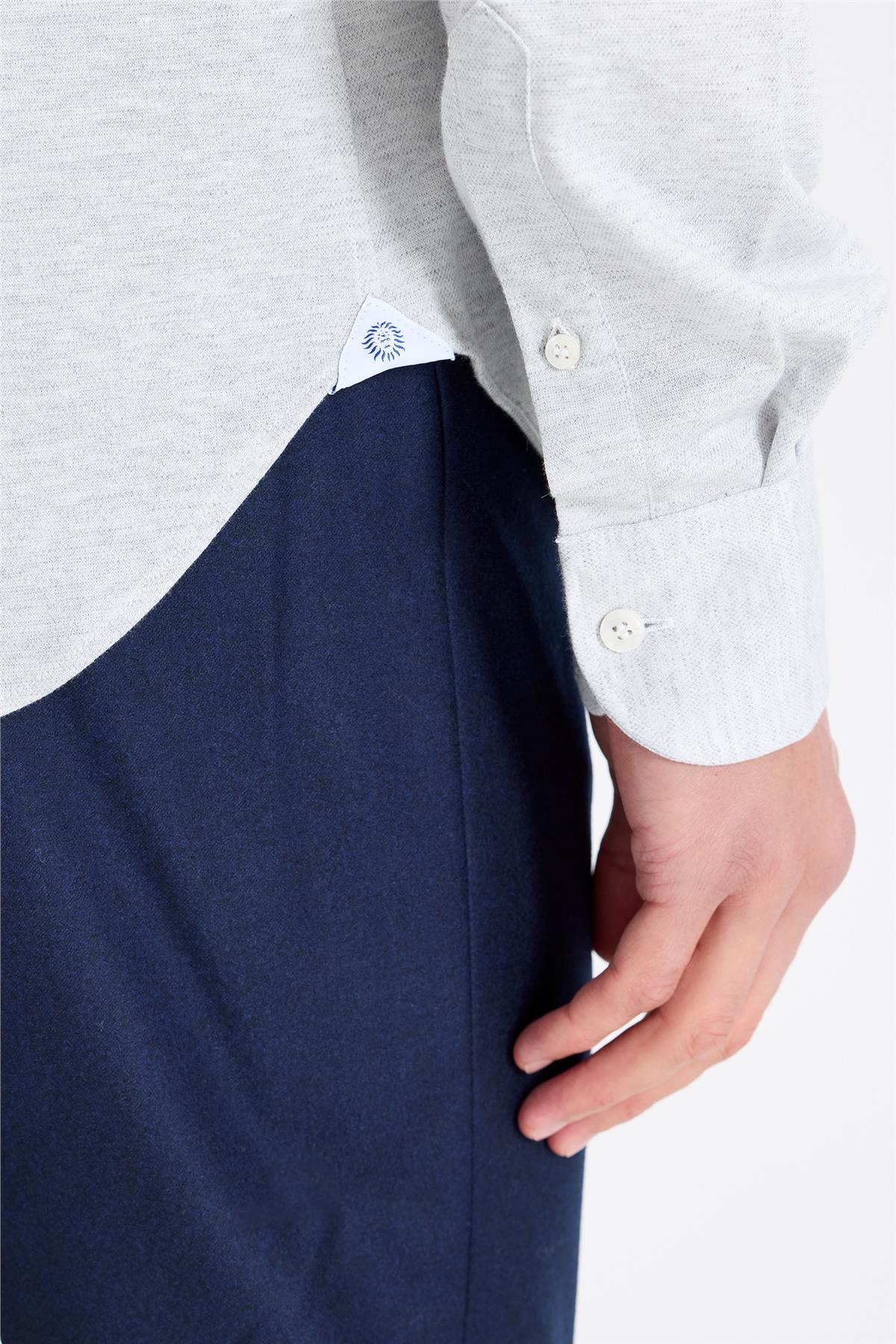 Açık Gri Pamuk Kaşmir Gömlek