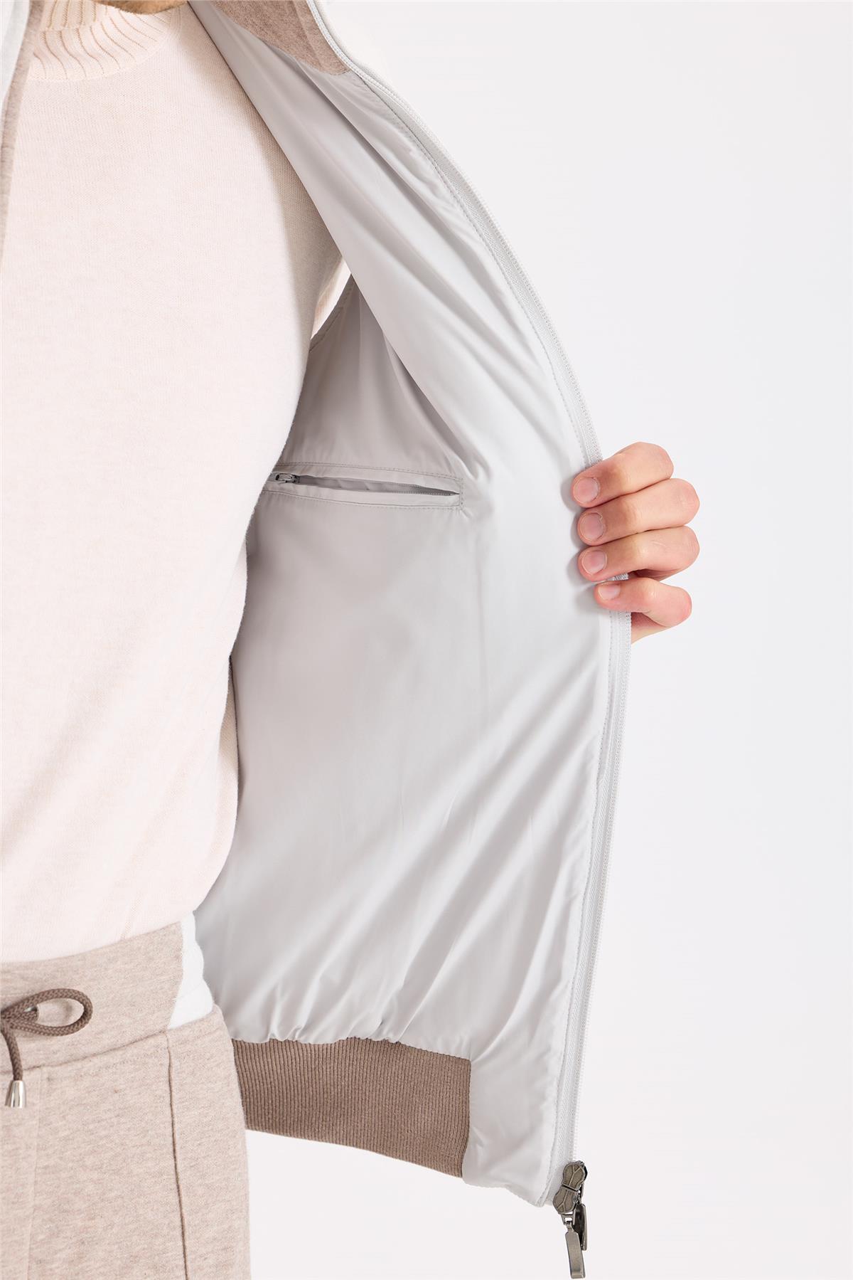 Açık Gri Pamuk Kaşmir Şişme Yelek