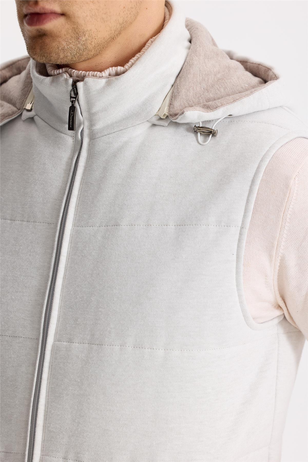 Açık Gri Pamuk Kaşmir Şişme Yelek