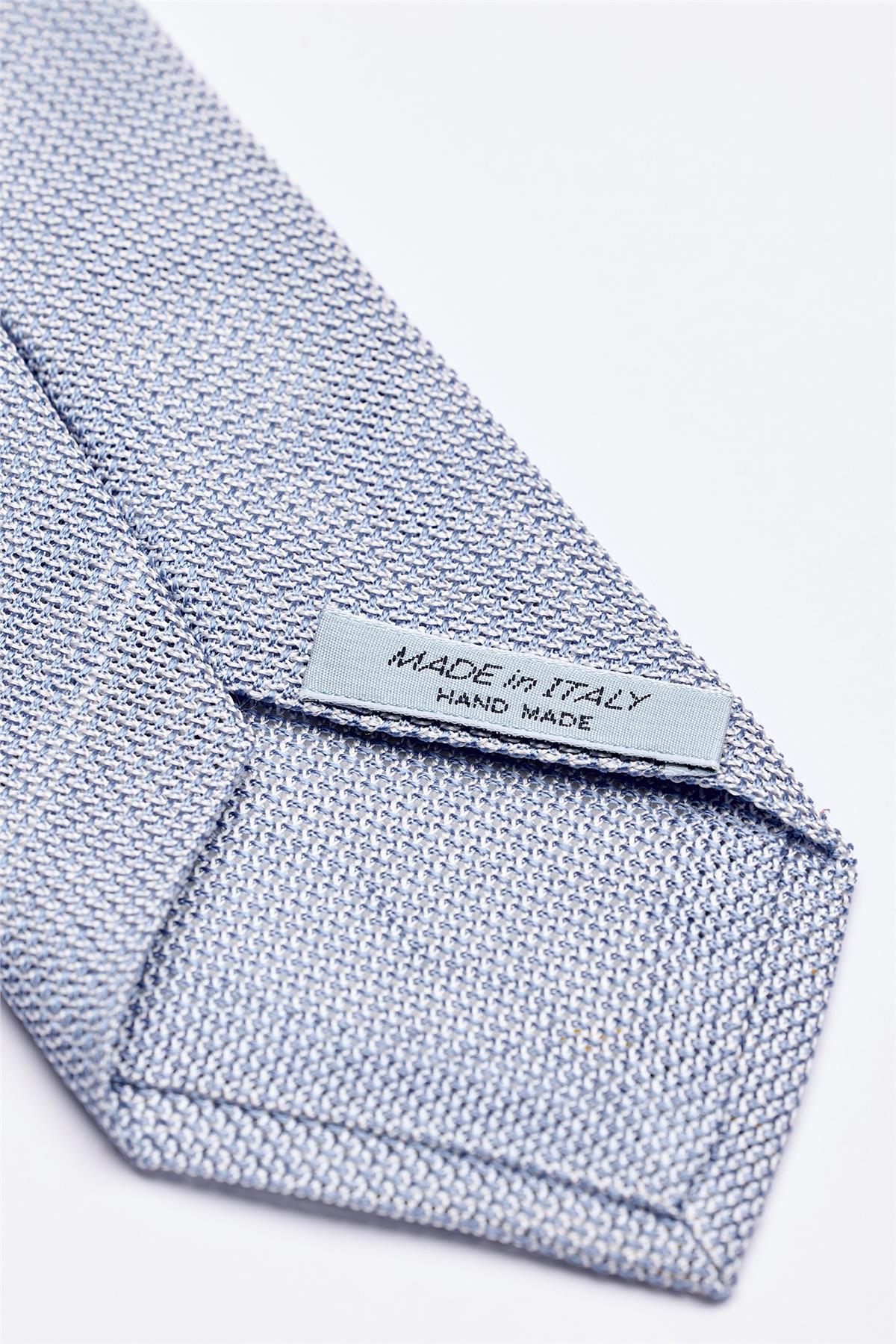 Açık Mavi 7 Fold Örgü İpek Kravat