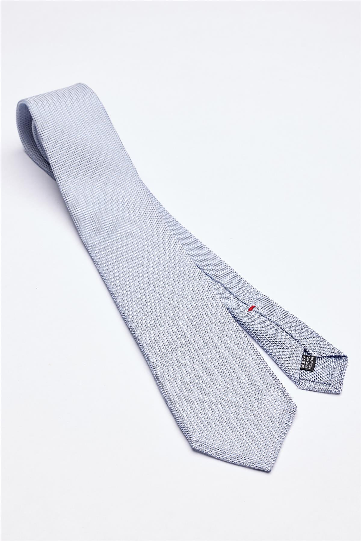 Açık Mavi 7 Fold Örgü İpek Kravat