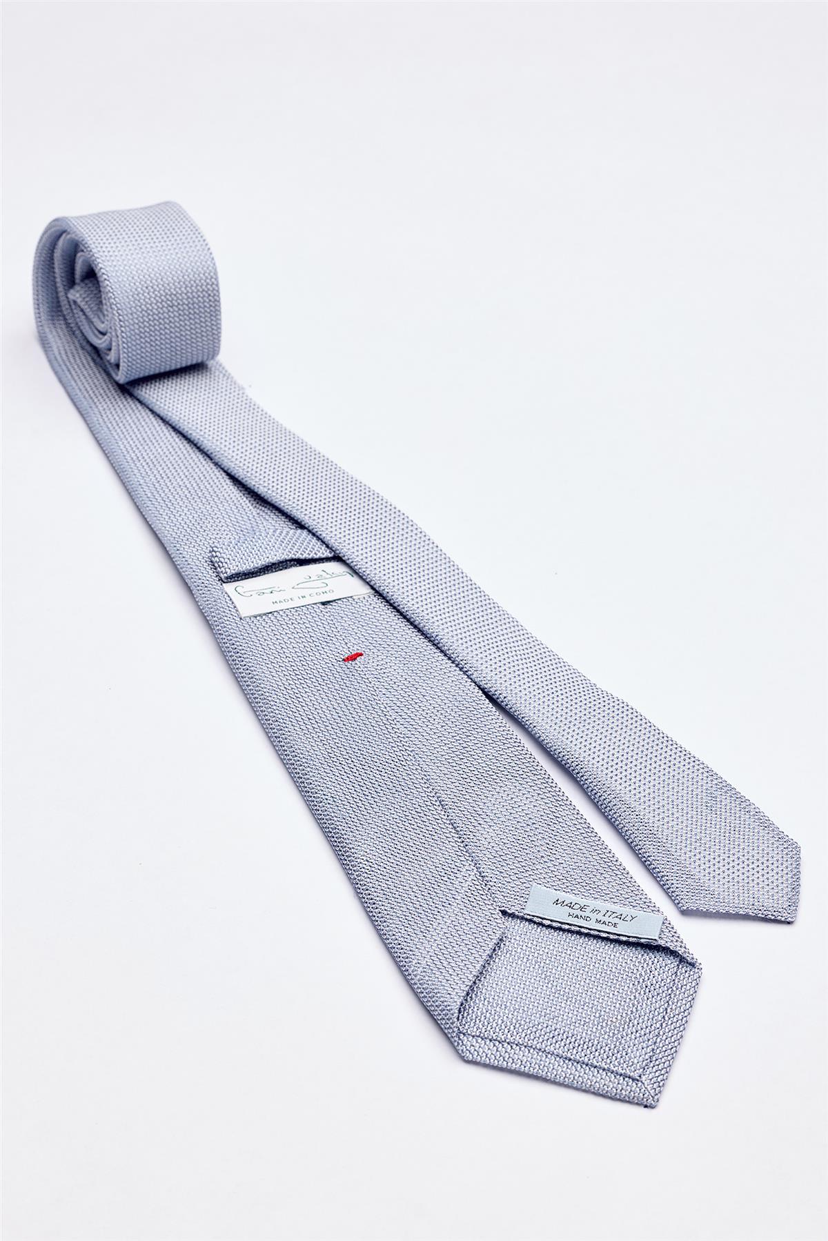 Açık Mavi 7 Fold Örgü İpek Kravat