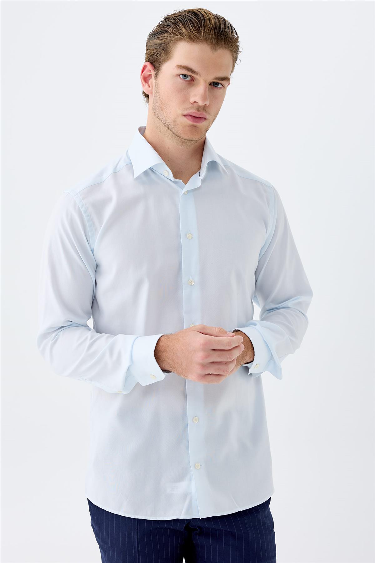 Açık Mavi Oxford Pamuk Gömlek