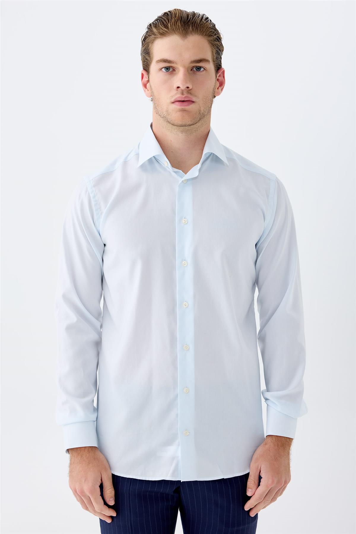 Açık Mavi Oxford Pamuk Gömlek