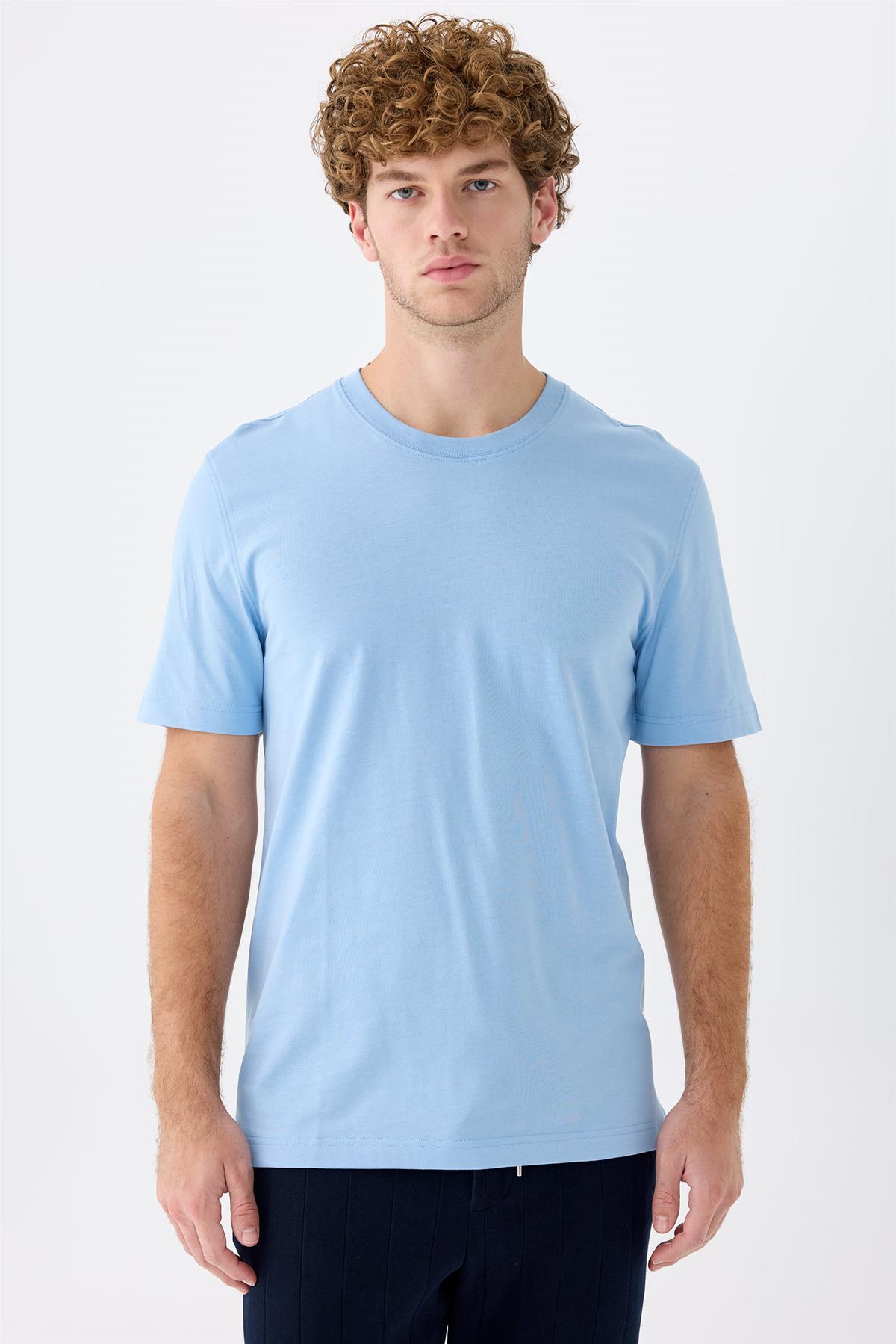 Açık Mavi Supima Pamuk T-Shirt