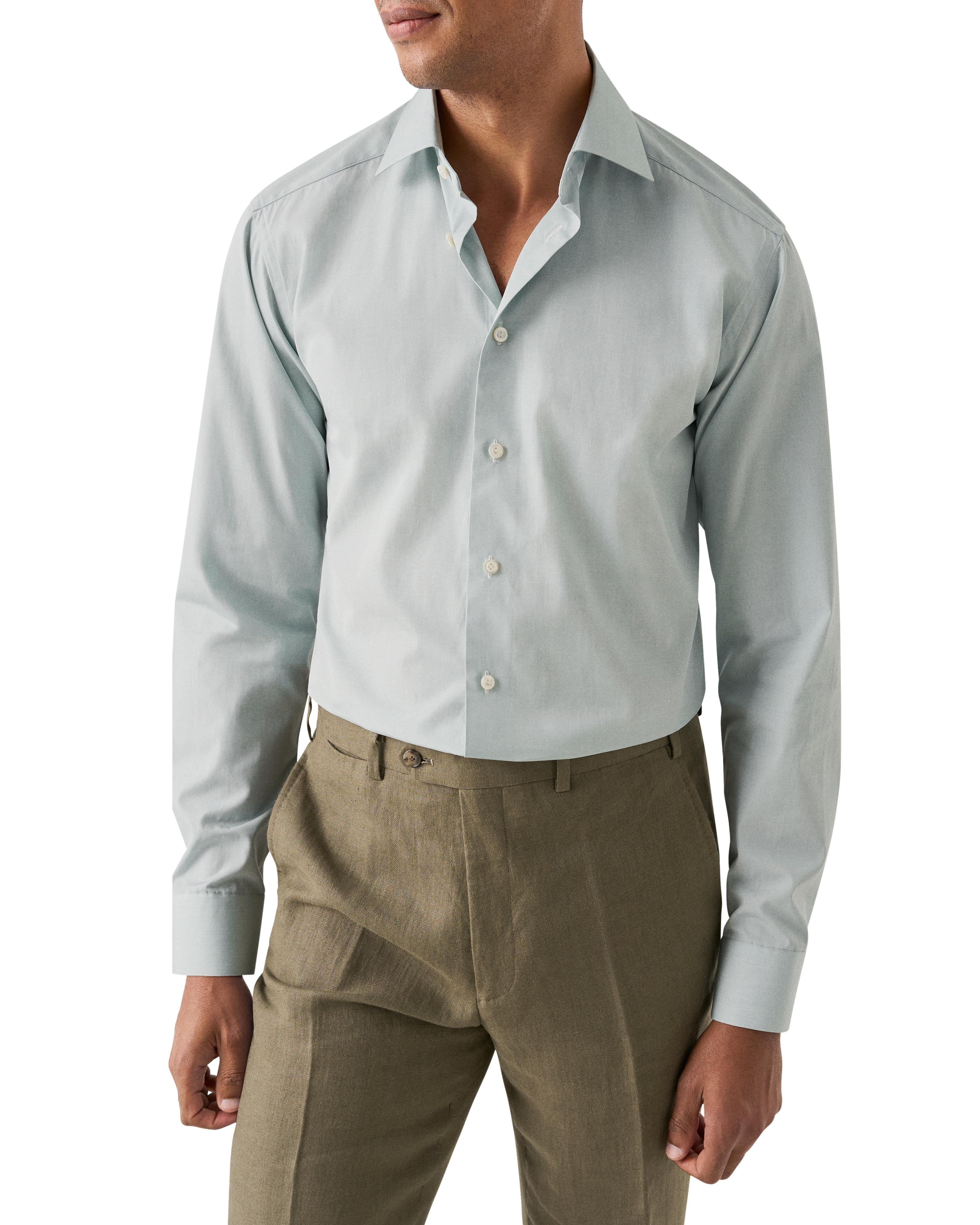 Açık Yeşil Contemporary Elevated Poplin Gömlek
