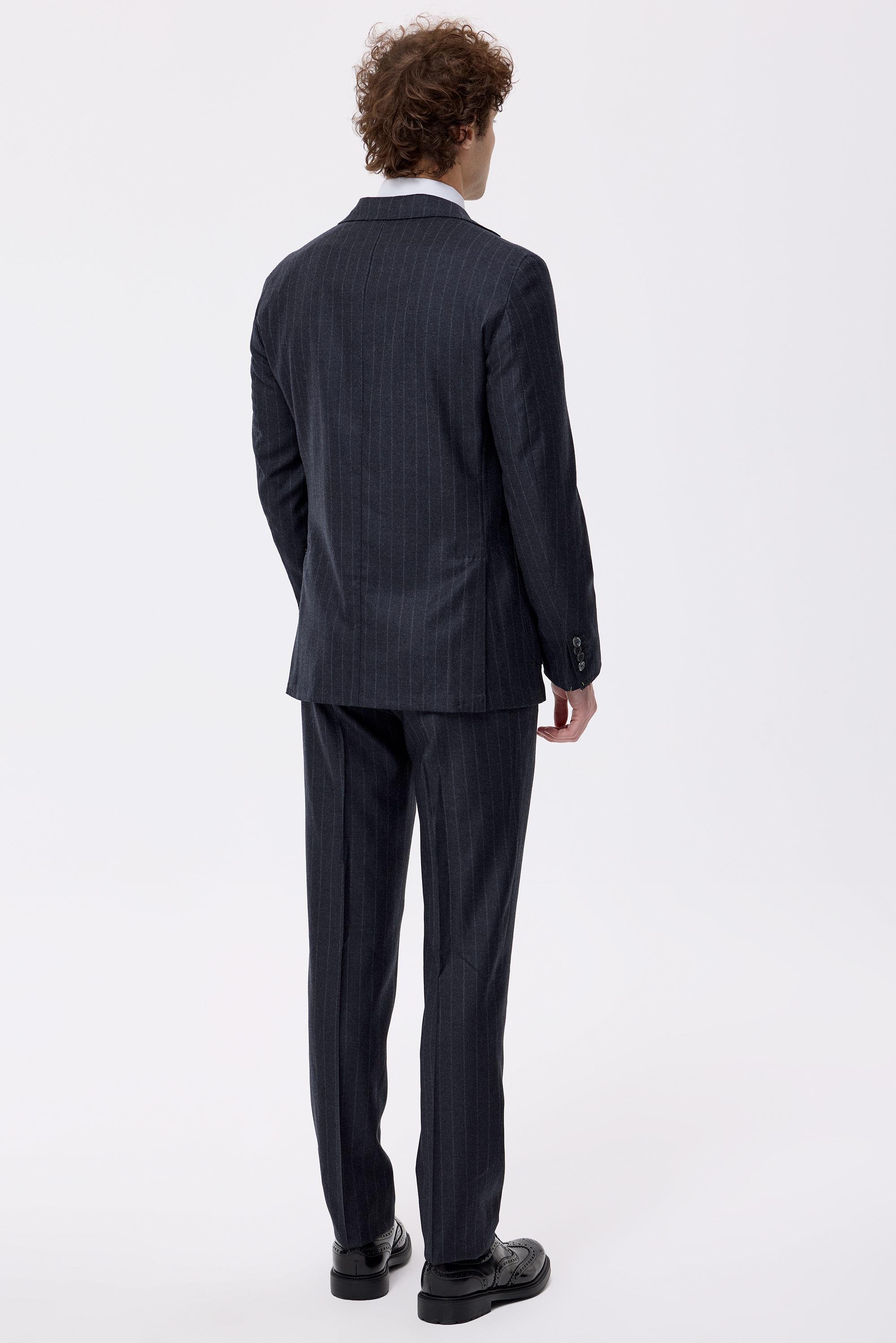 Antrasit Çizgili Saf Yün  Takım Elbise