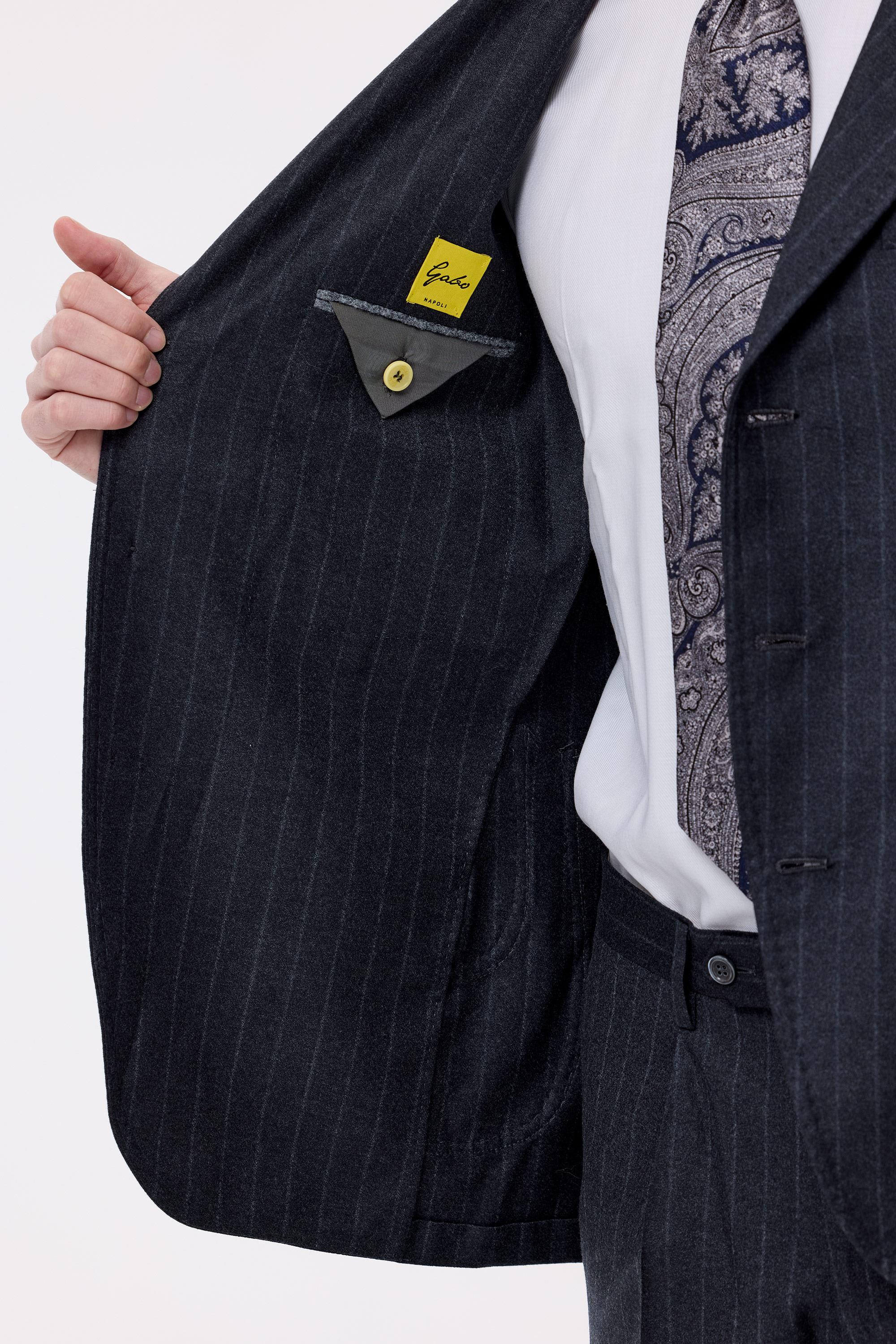 Antrasit Çizgili Saf Yün  Takım Elbise