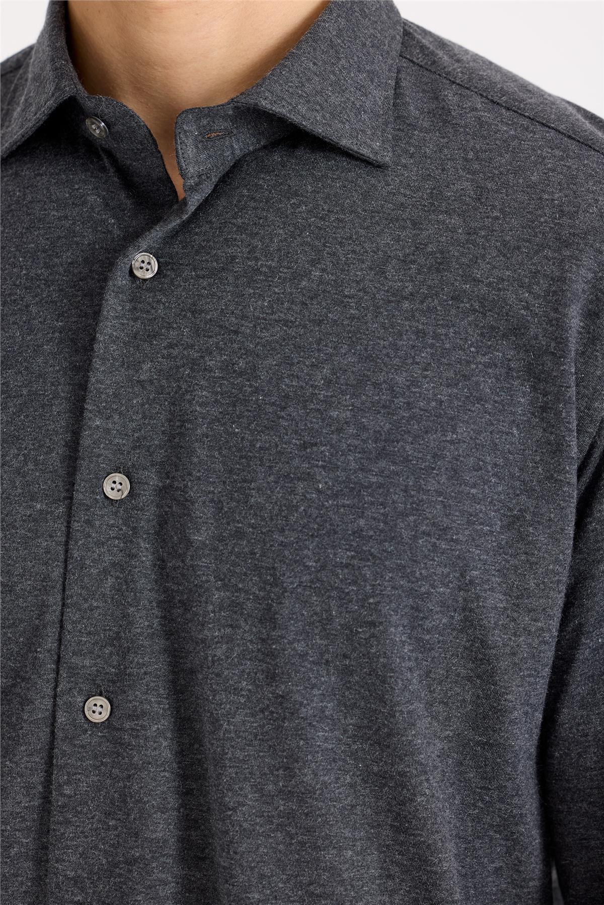 Antrasit Gri Pamuk Kaşmir Gömlek