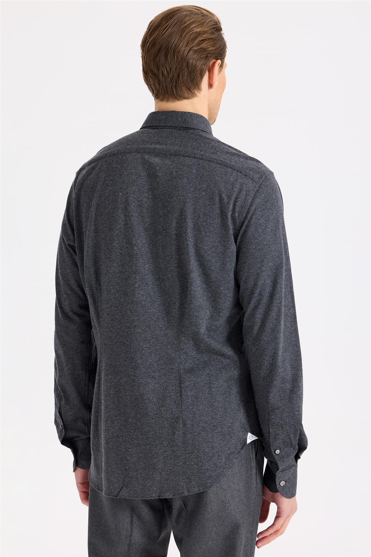 Antrasit Gri Pamuk Kaşmir Gömlek
