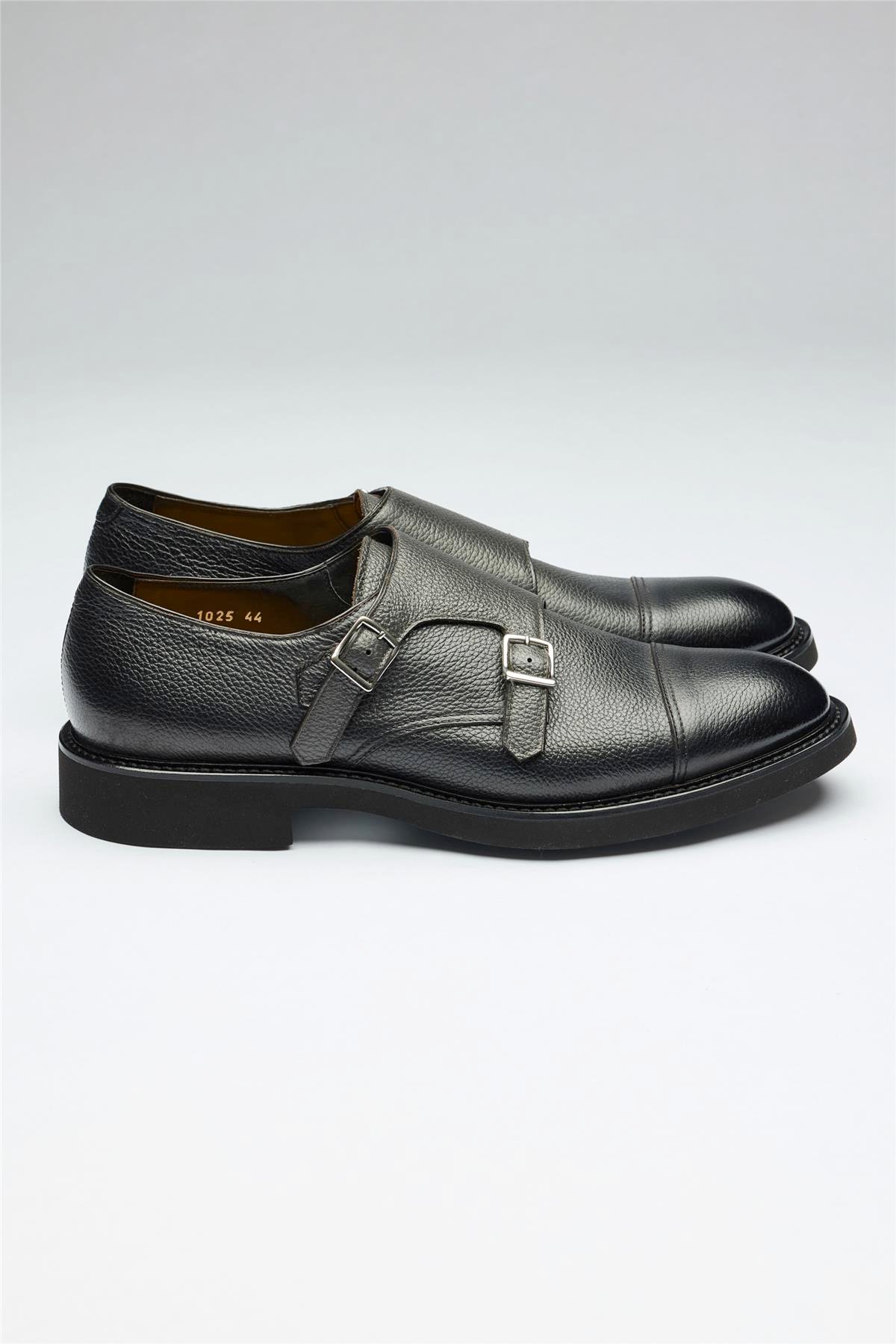 Antrasit Gri Tokalı Deri Ayakkabı