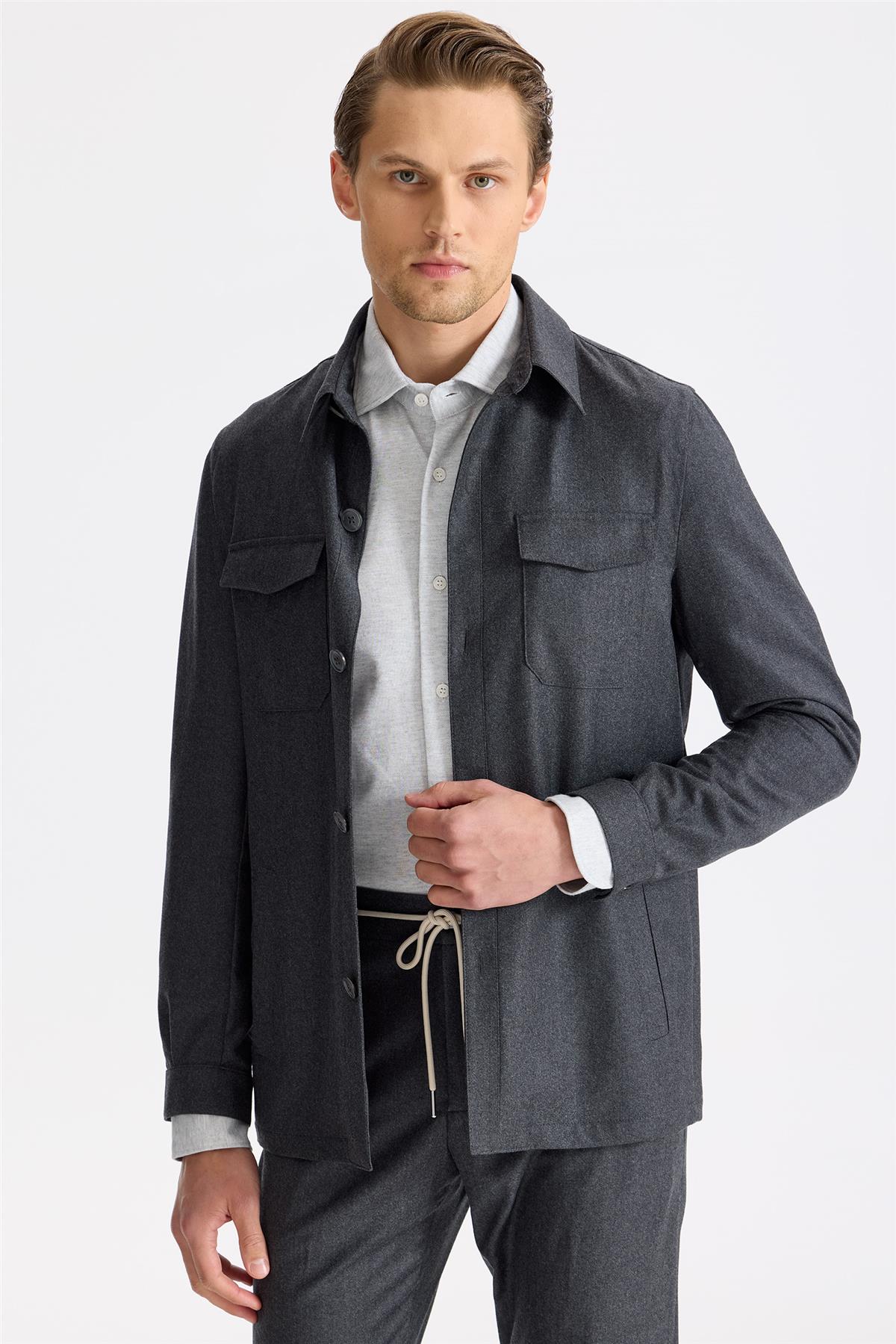 Antrasit Gri Yün Ceket