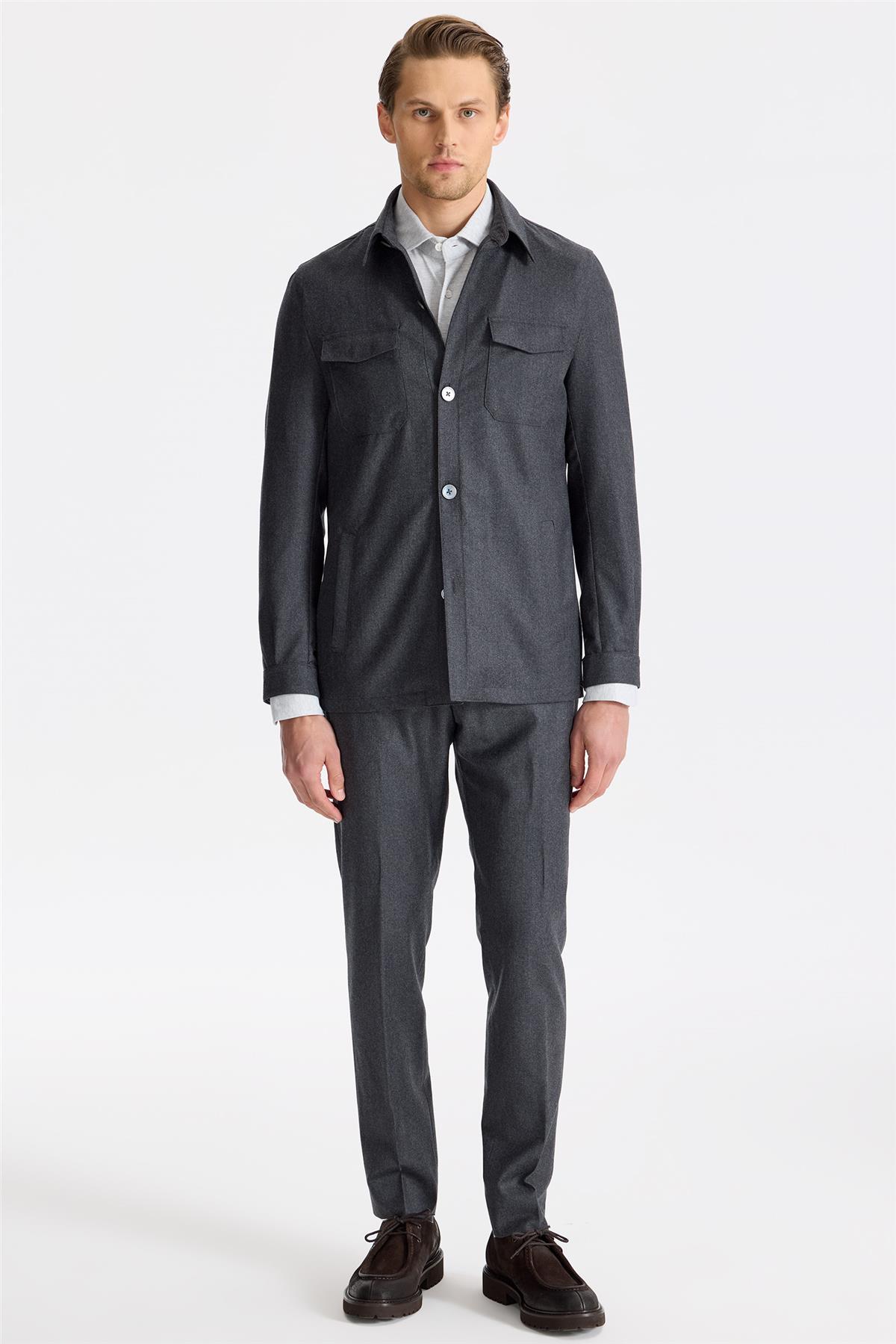 Antrasit Gri Yün Ceket