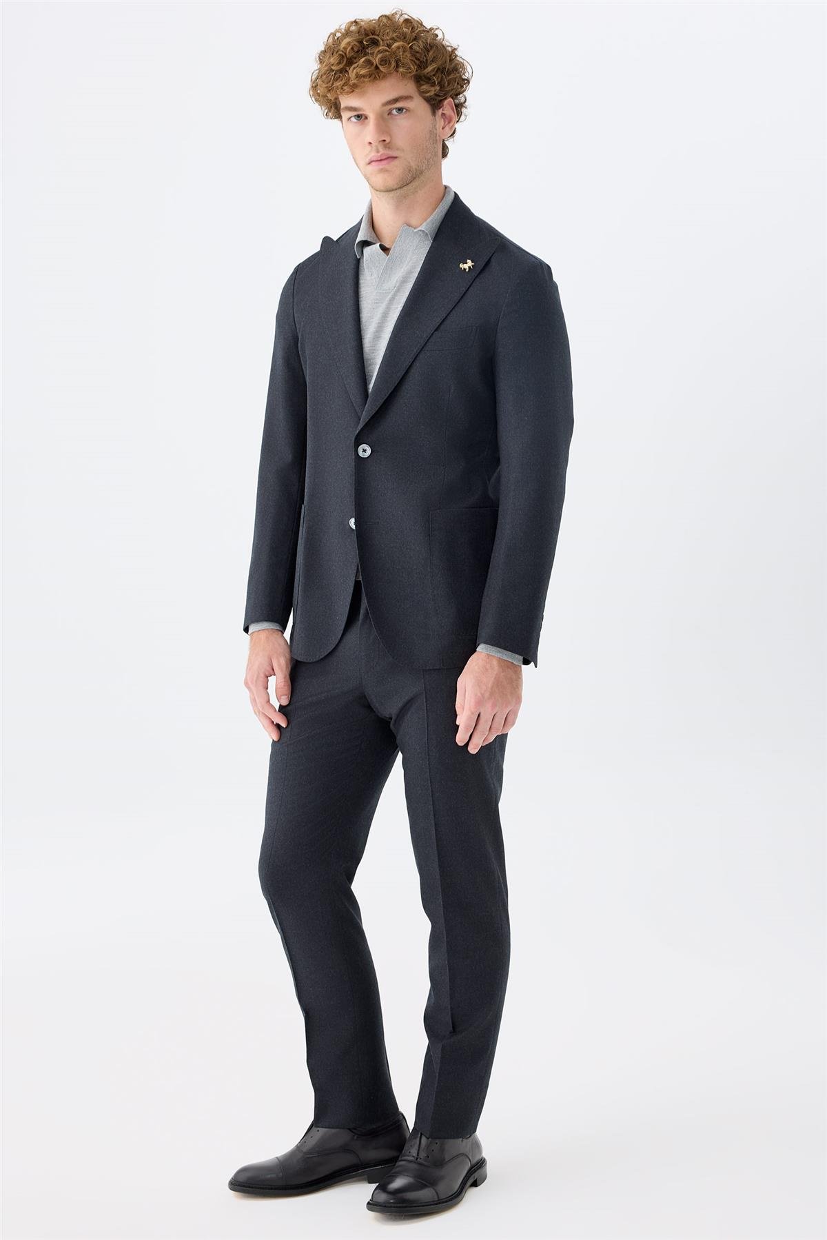 Antrasit Gri Yün Takım Elbise 