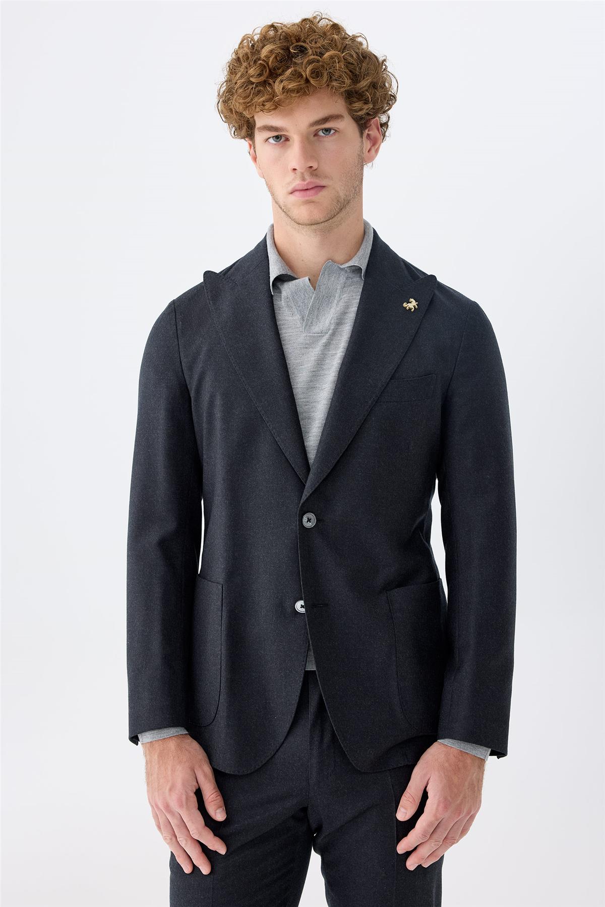 Antrasit Gri Yün Takım Elbise 