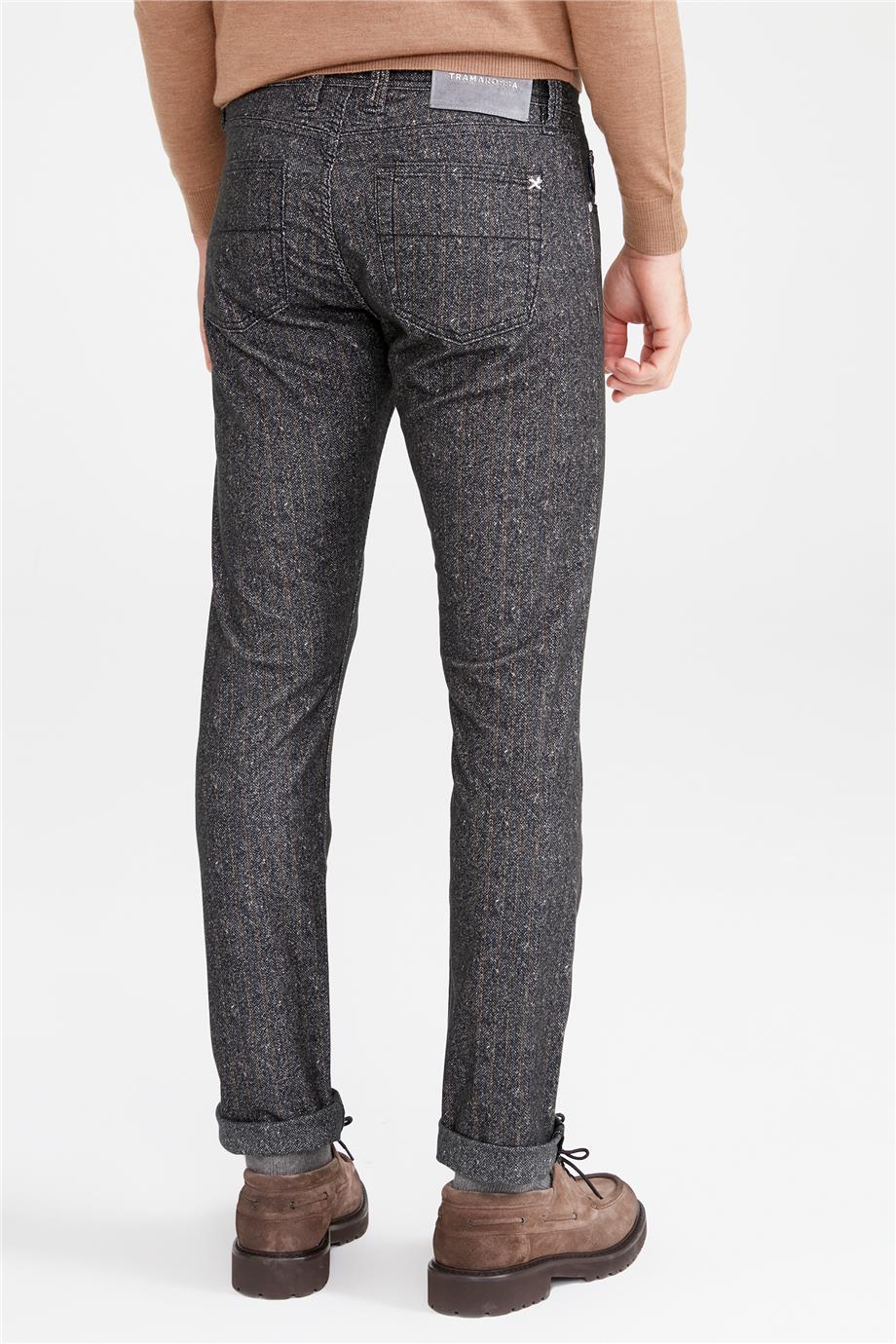 Antrasit Hardal Çizgili Pamuk Pantolon