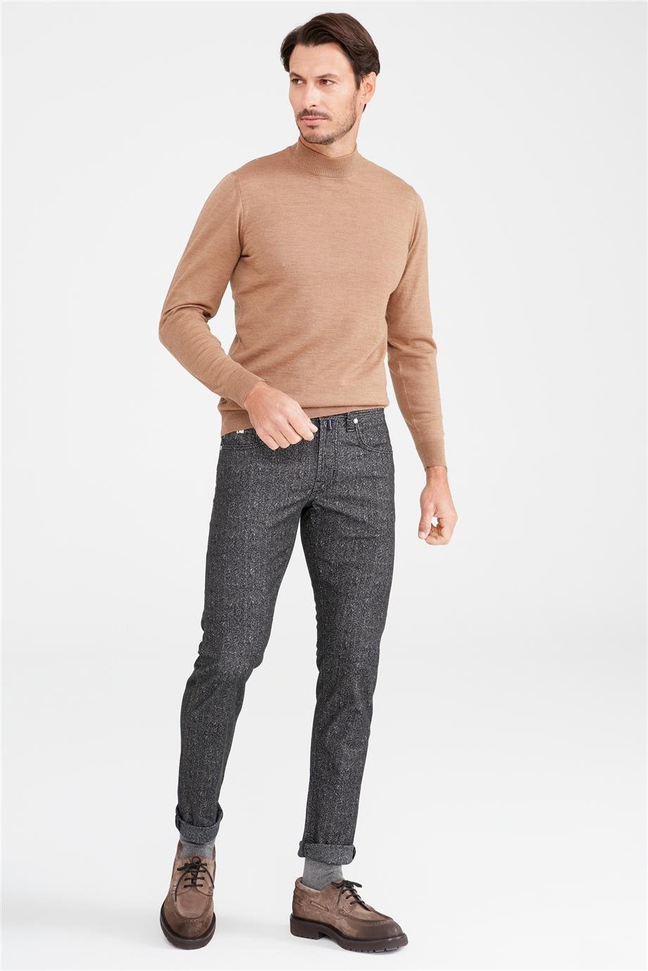 Antrasit Hardal Çizgili Pamuk Pantolon