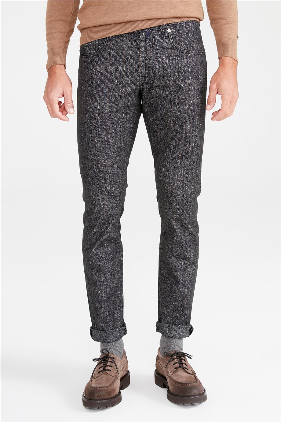 Antrasit Hardal Çizgili Pamuk Pantolon